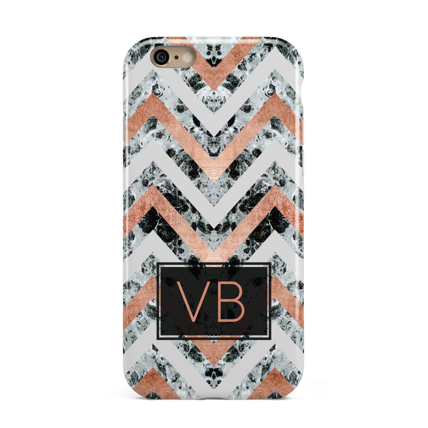 Personalised Chevron Marble Initials Apple iPhone 6 3D Tough Case