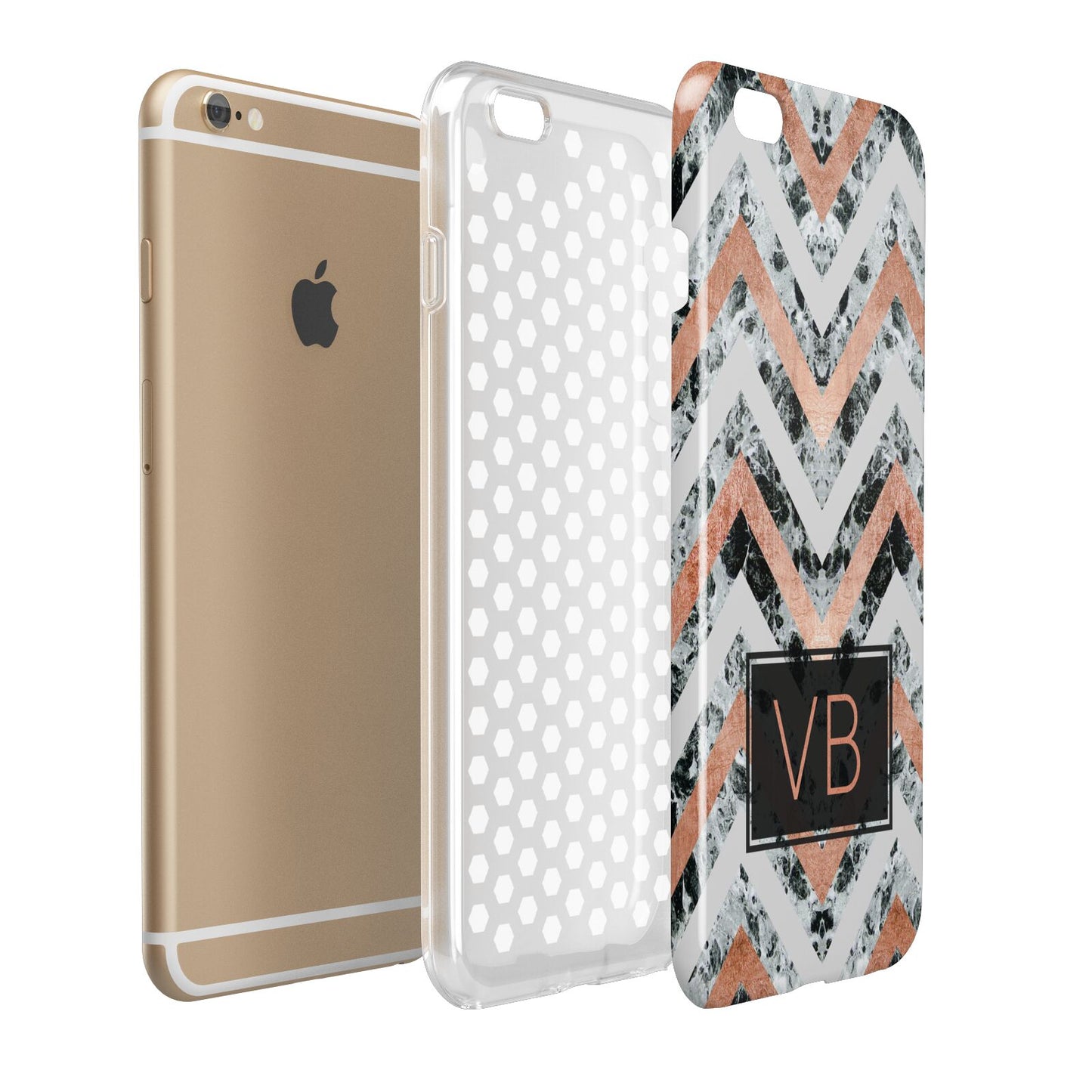 Personalised Chevron Marble Initials Apple iPhone 6 Plus 3D Tough Case Expand Detail Image