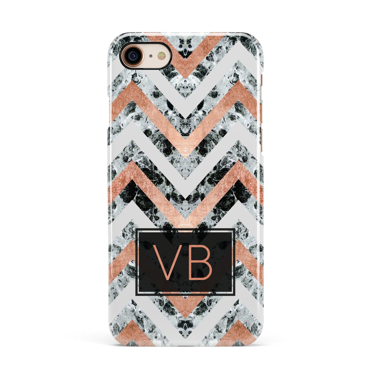 Personalised Chevron Marble Initials Apple iPhone 7 8 3D Snap Case