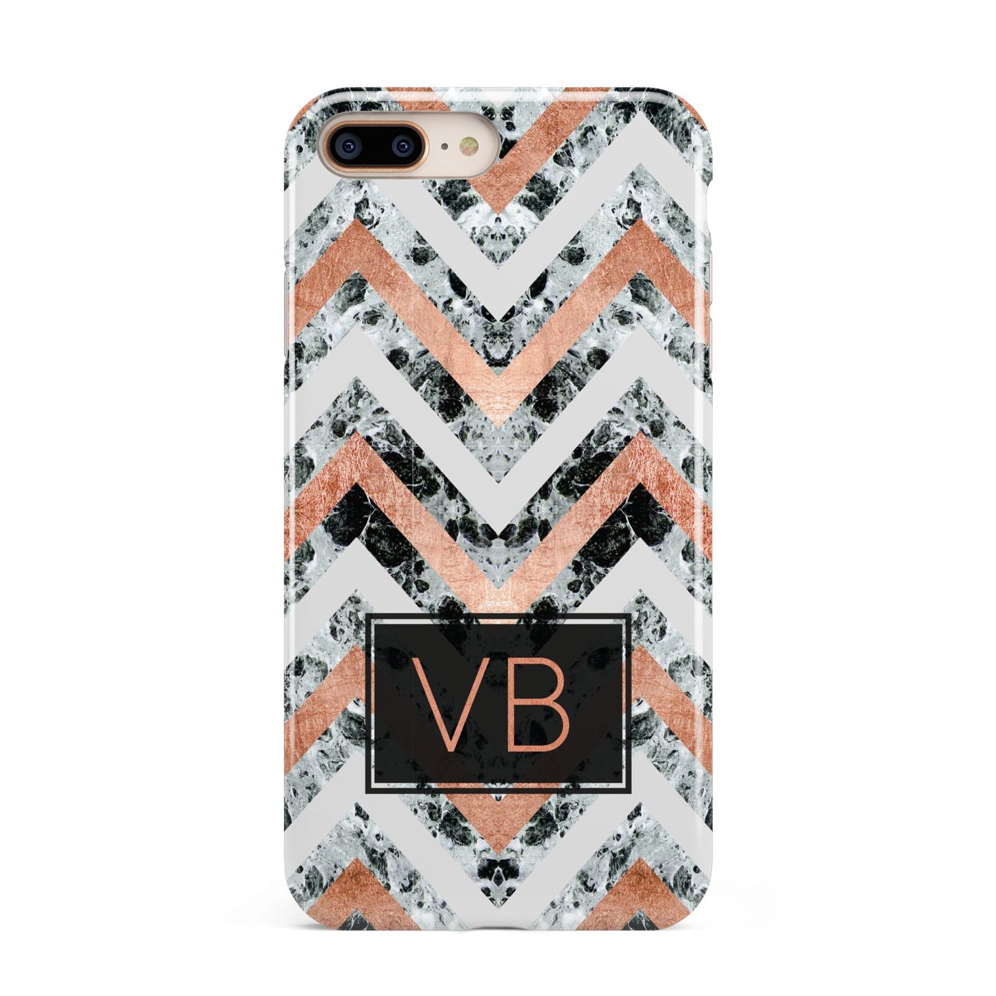 Personalised Chevron Marble Initials Apple iPhone 7 8 Plus 3D Tough Case