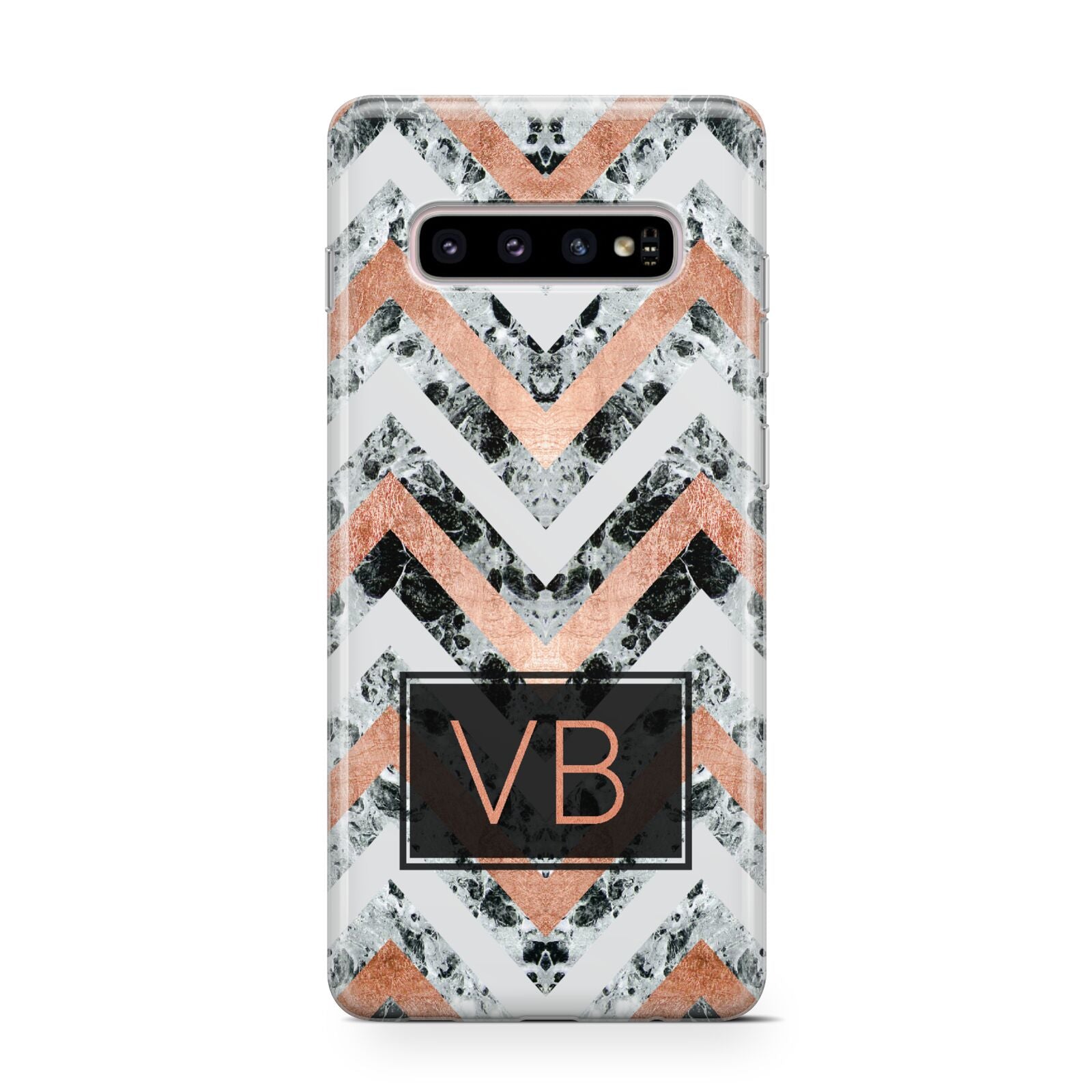 Personalised Chevron Marble Initials Protective Samsung Galaxy Case