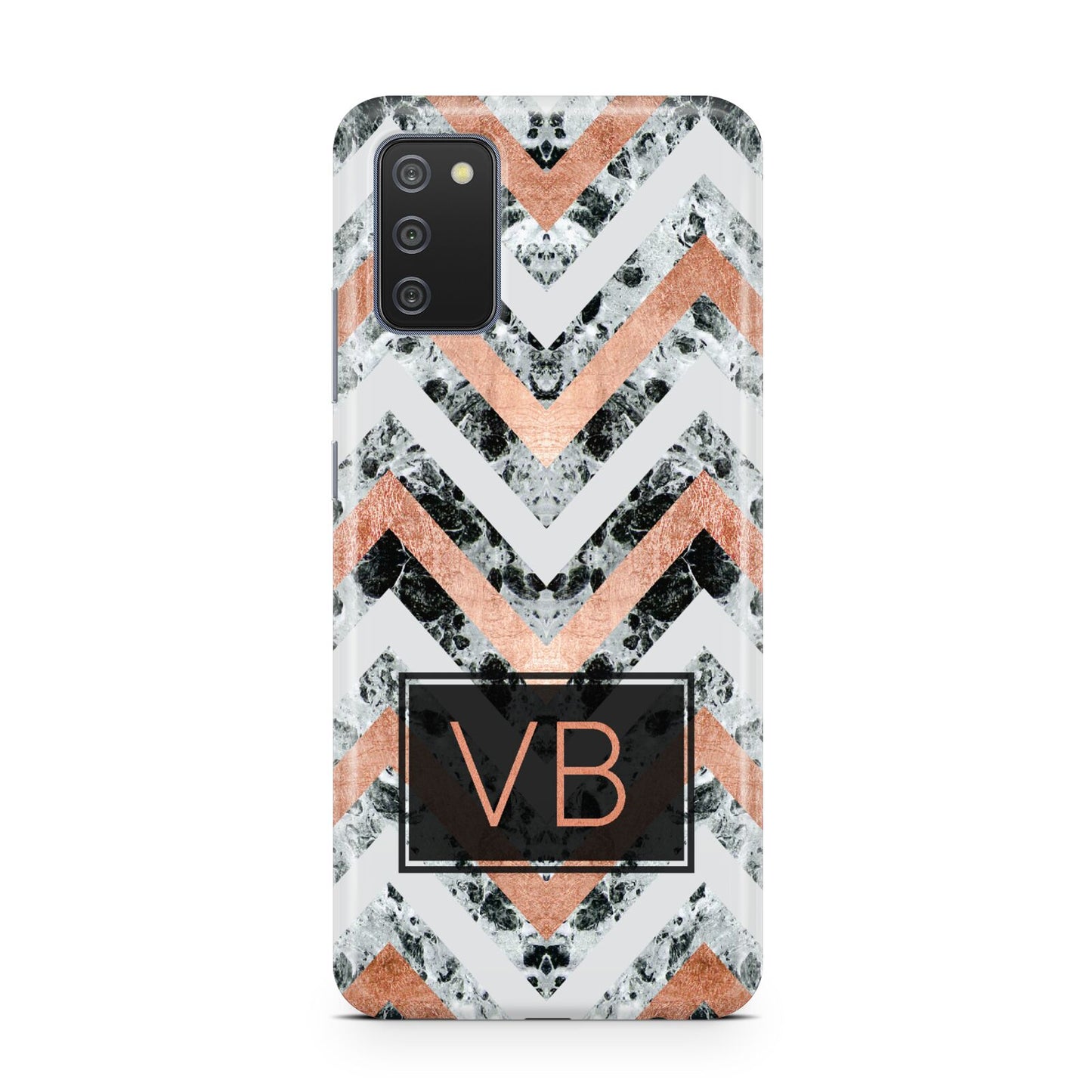 Personalised Chevron Marble Initials Samsung A02s Case