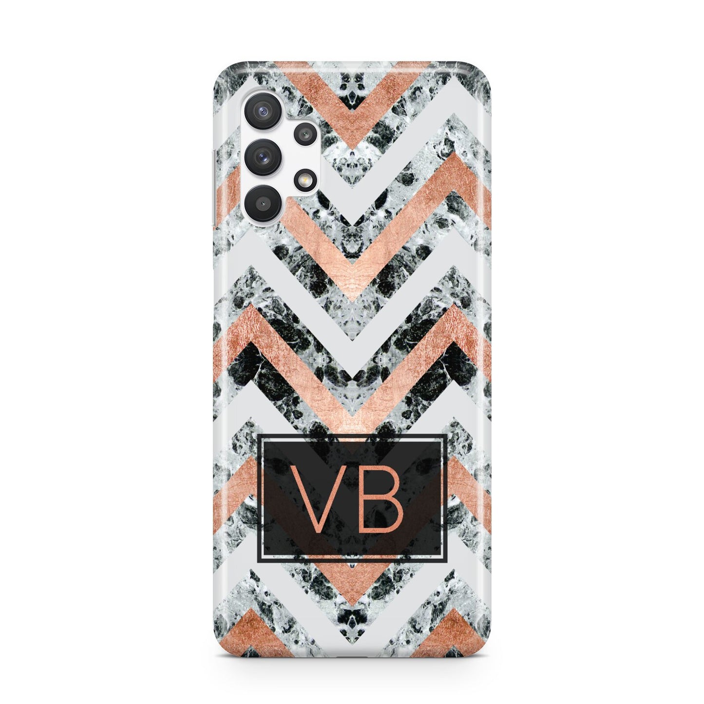 Personalised Chevron Marble Initials Samsung A32 5G Case