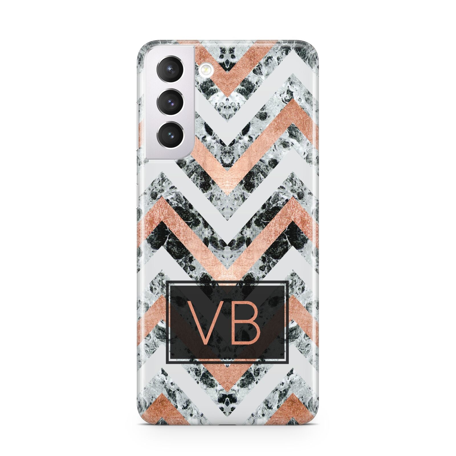 Personalised Chevron Marble Initials Samsung S21 Case