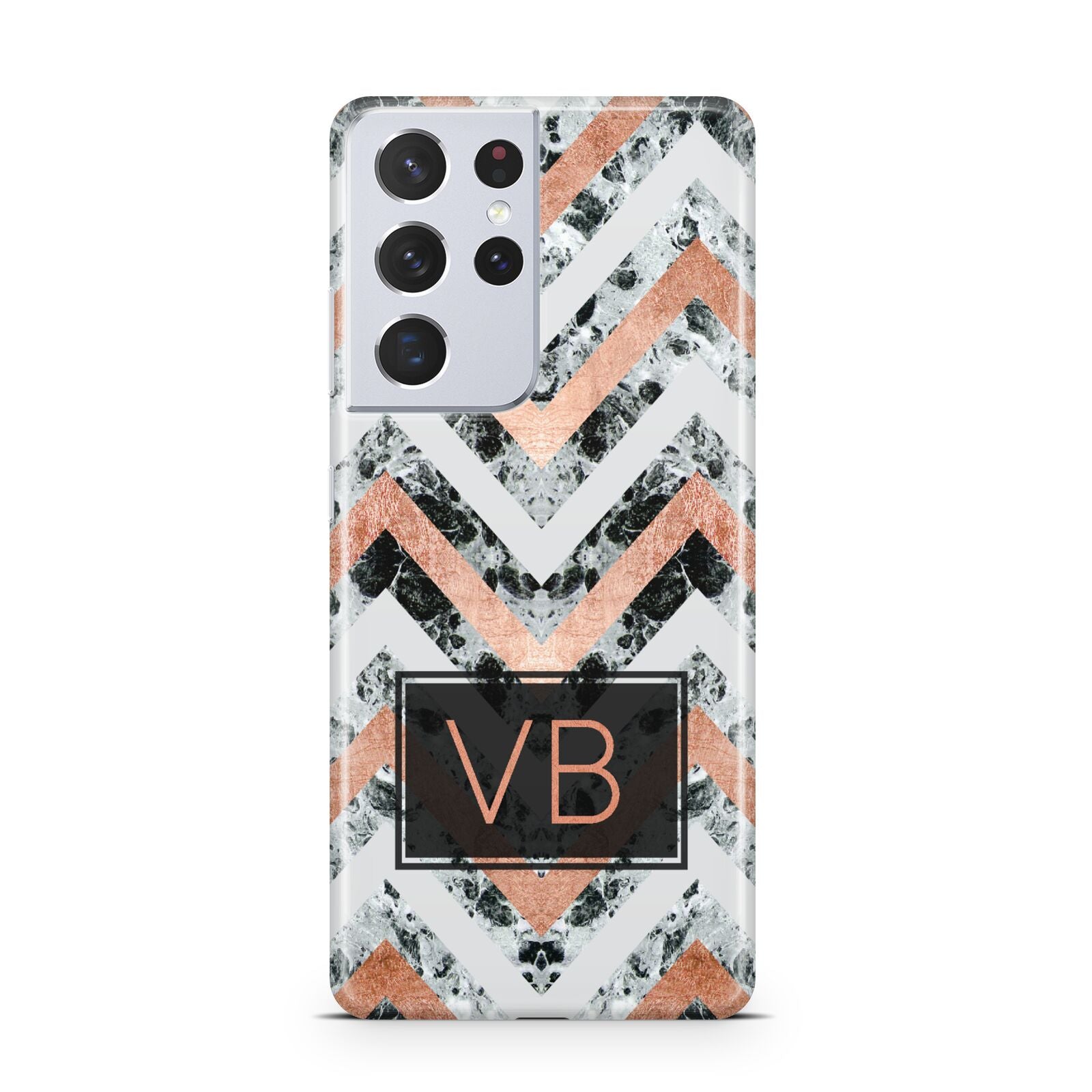 Personalised Chevron Marble Initials Samsung S21 Ultra Case