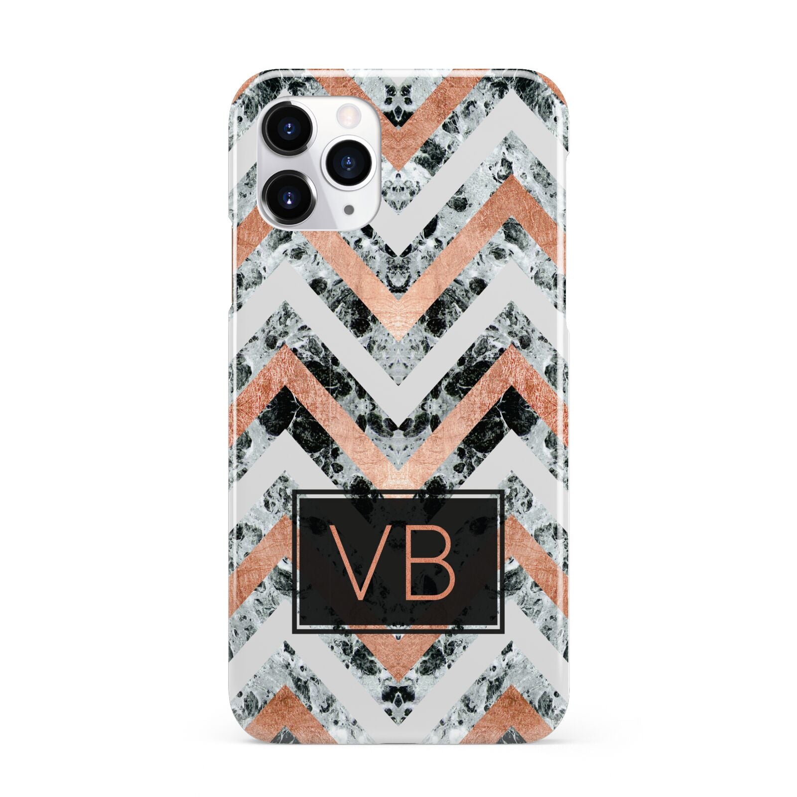 Personalised Chevron Marble Initials iPhone 11 Pro 3D Snap Case