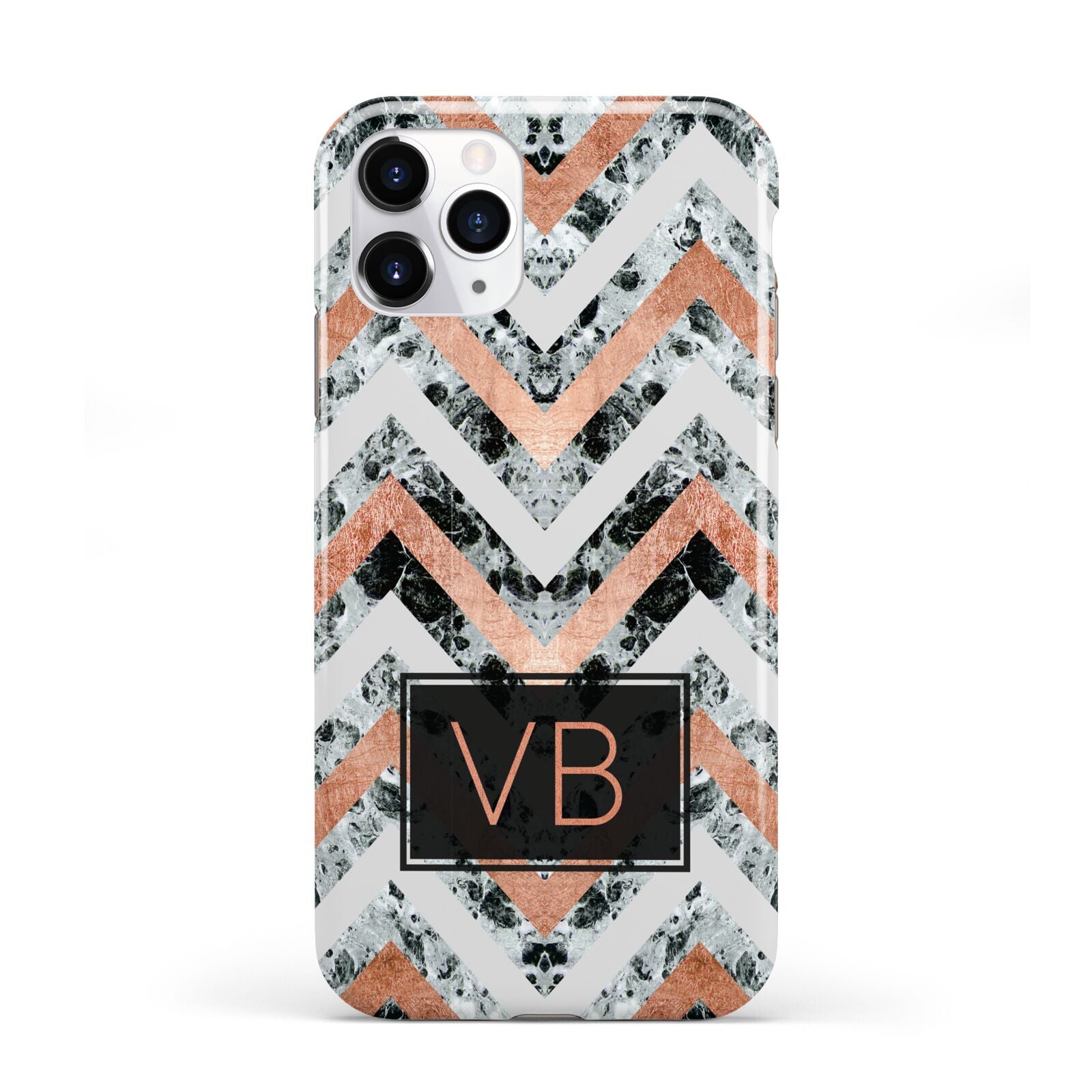 Personalised Chevron Marble Initials iPhone 11 Pro 3D Tough Case