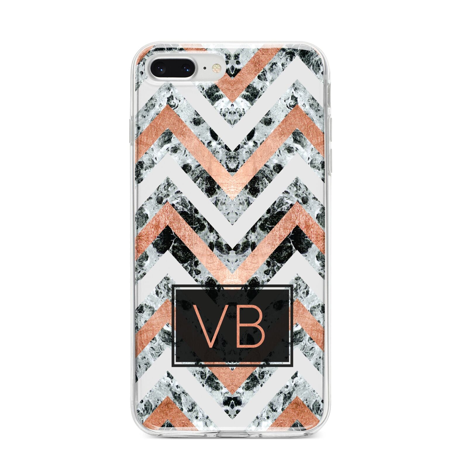 Personalised Chevron Marble Initials iPhone 8 Plus Bumper Case on Silver iPhone