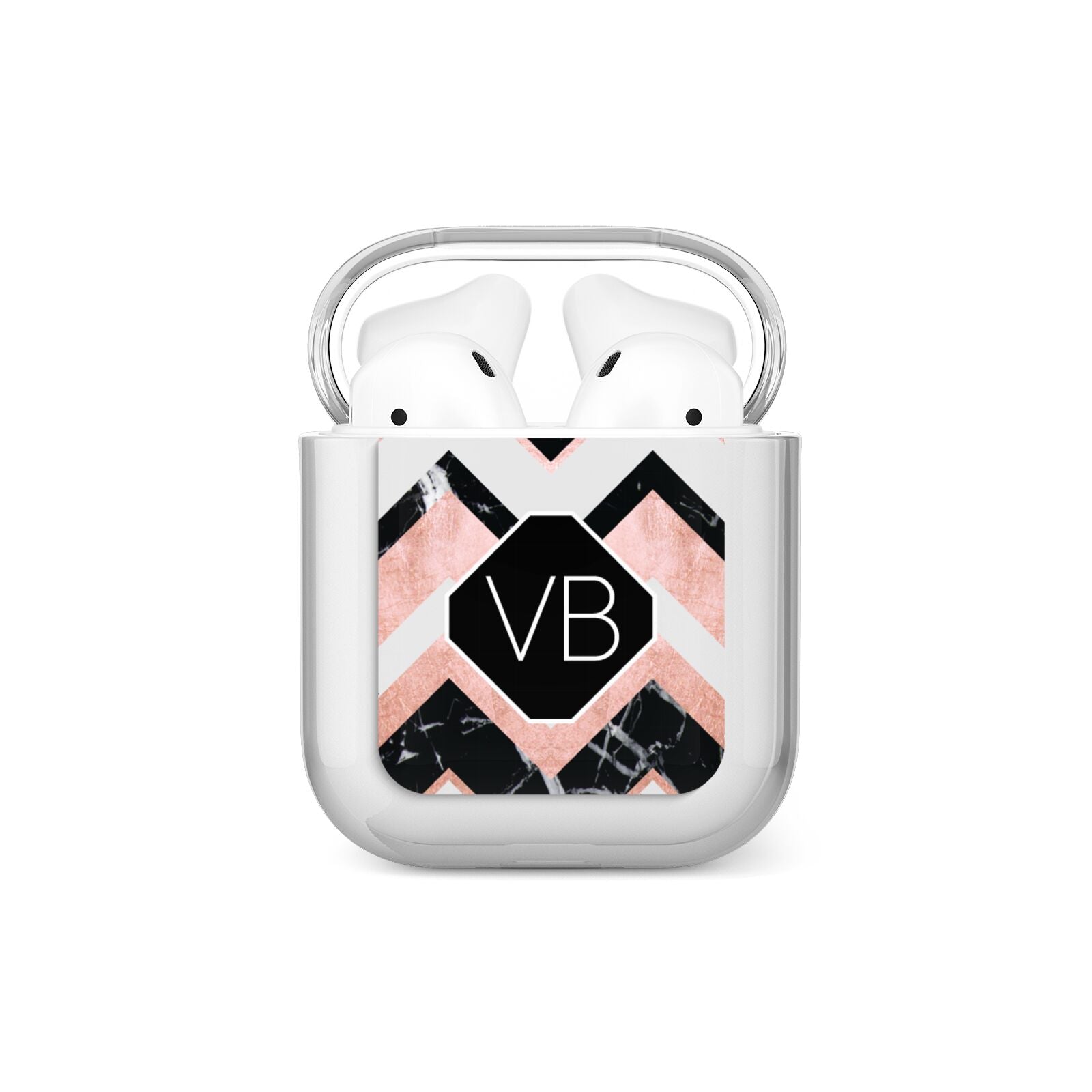 Personalised Chevron Marbled Initials AirPods Case