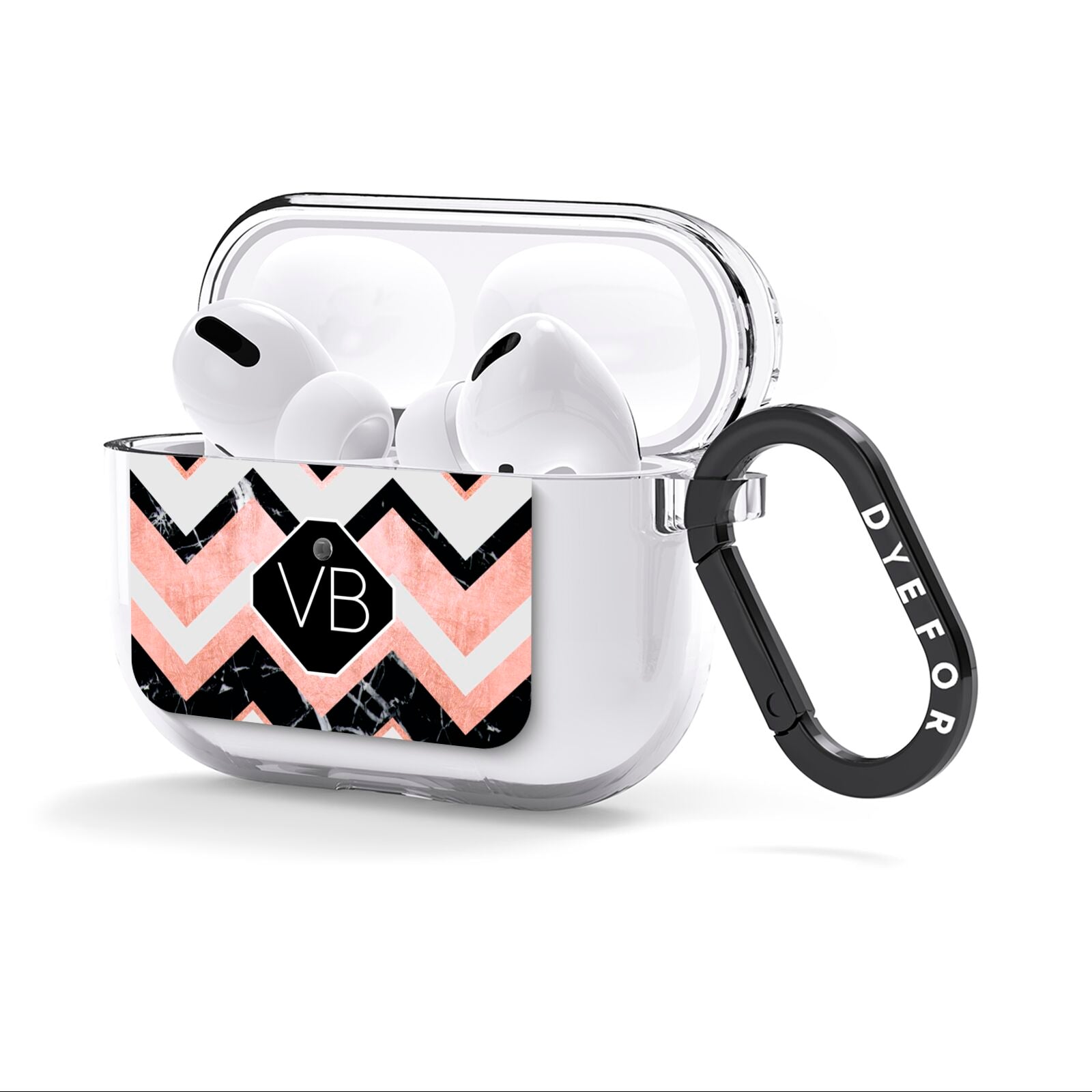 Personalised Chevron Marbled Initials AirPods Clear Case 3rd Gen Side Image