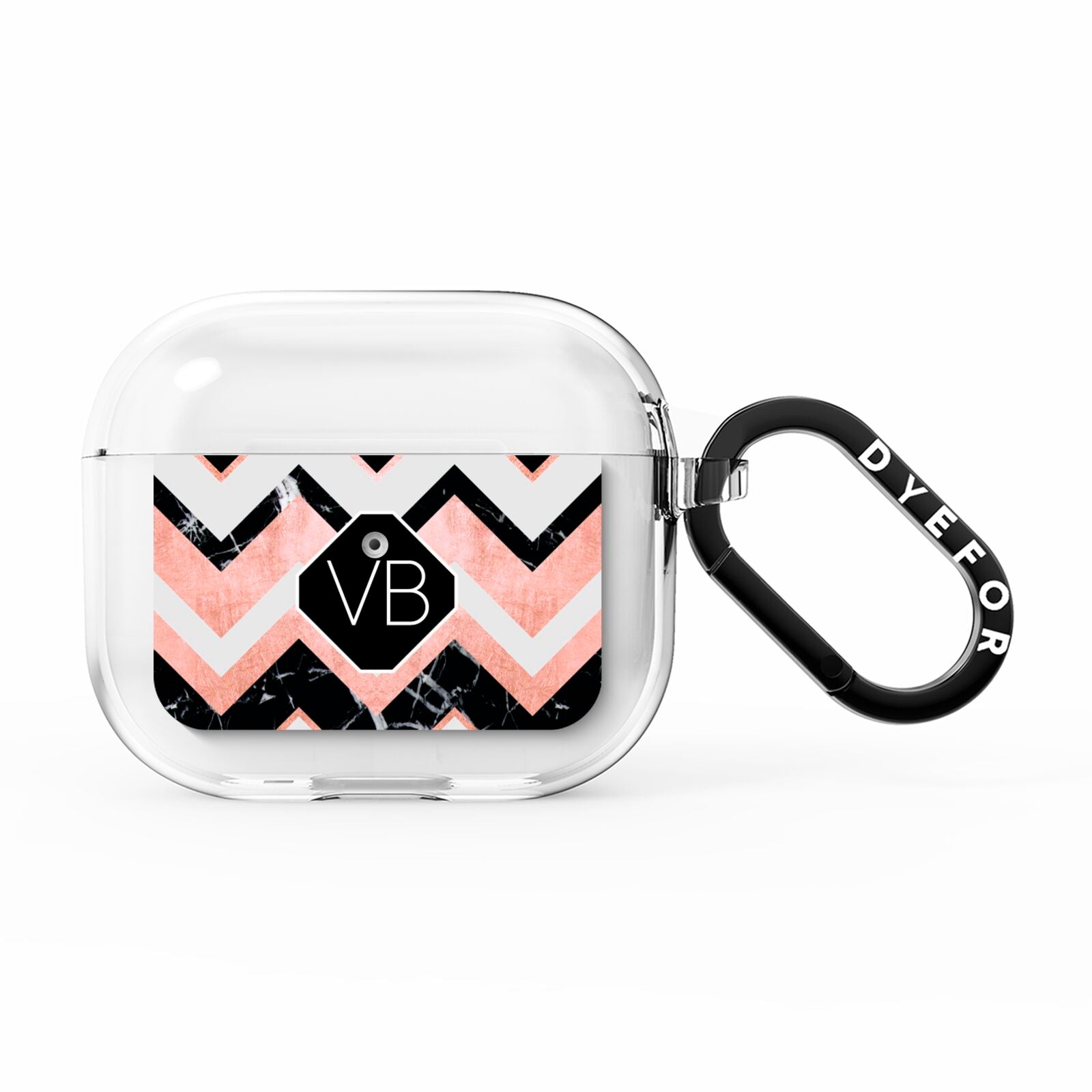 Personalised Chevron Marbled Initials AirPods Clear Case 3rd Gen