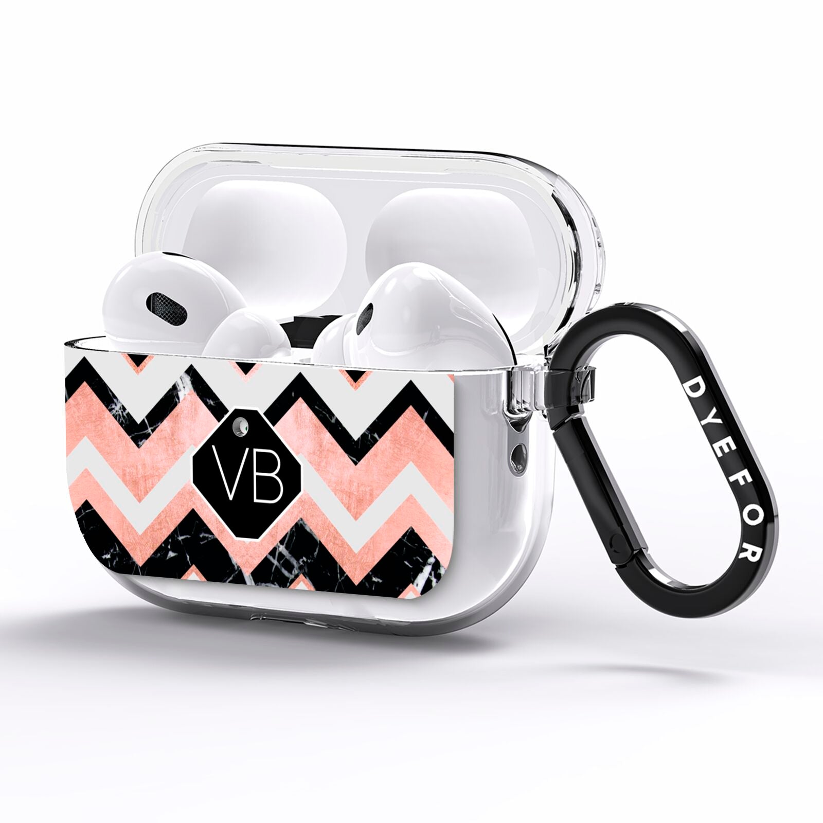 Personalised Chevron Marbled Initials AirPods Pro Clear Case Side Image