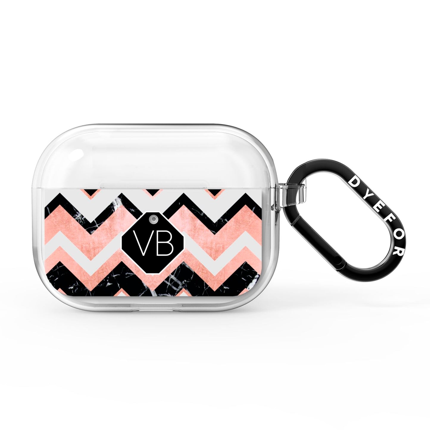 Personalised Chevron Marbled Initials AirPods Pro Clear Case