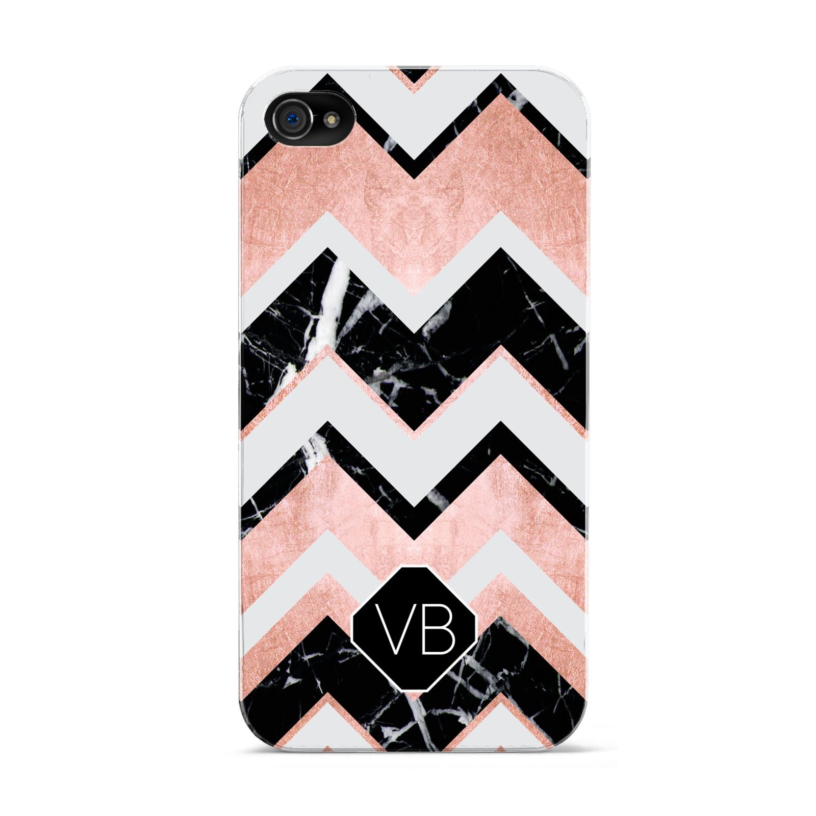 Personalised Chevron Marbled Initials Apple iPhone 4s Case