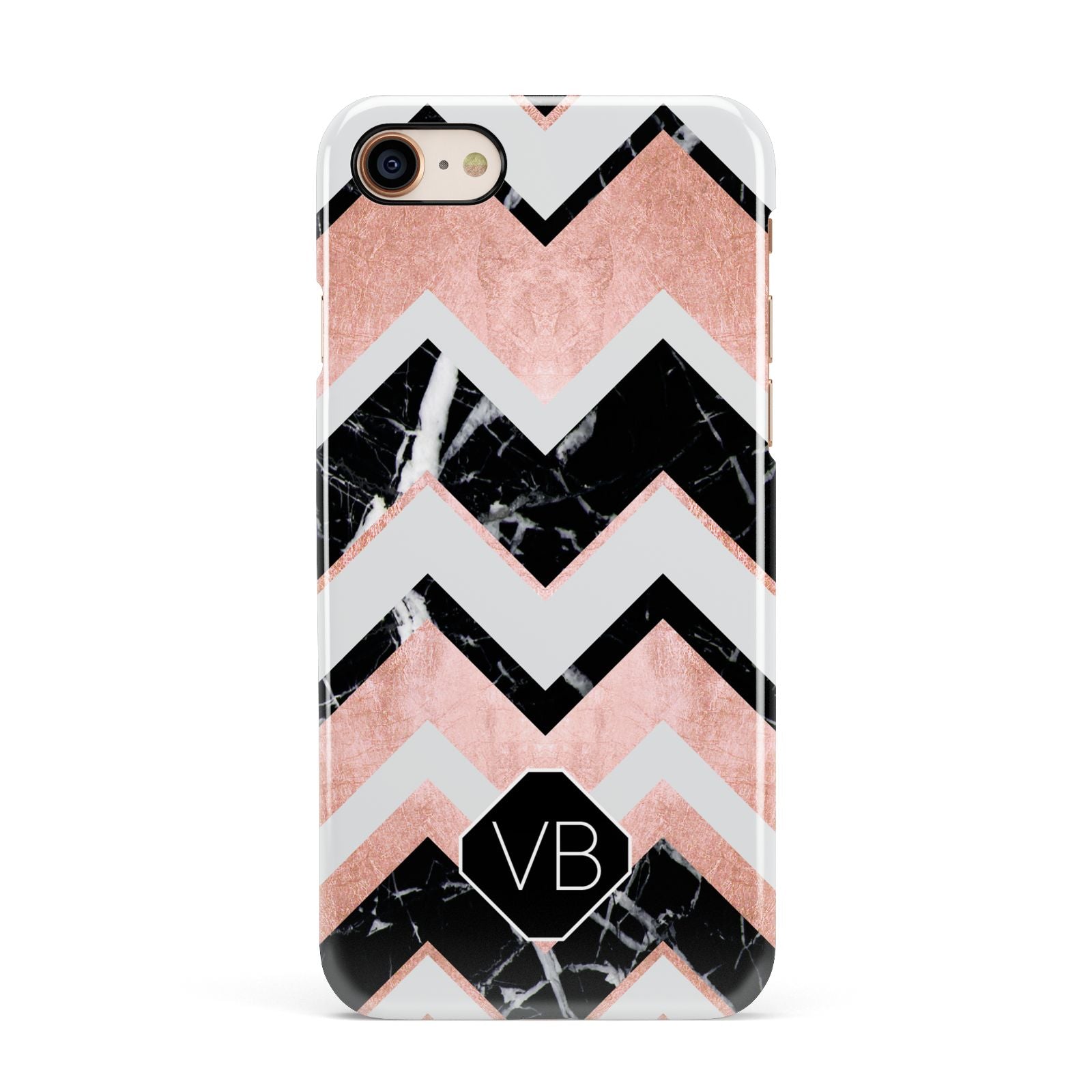 Personalised Chevron Marbled Initials Apple iPhone 7 8 3D Snap Case