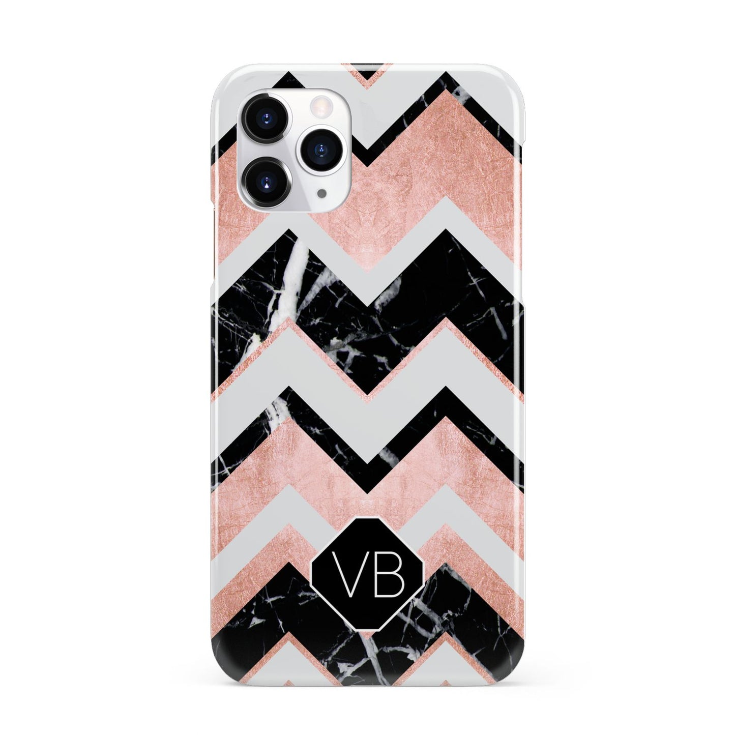 Personalised Chevron Marbled Initials iPhone 11 Pro 3D Snap Case