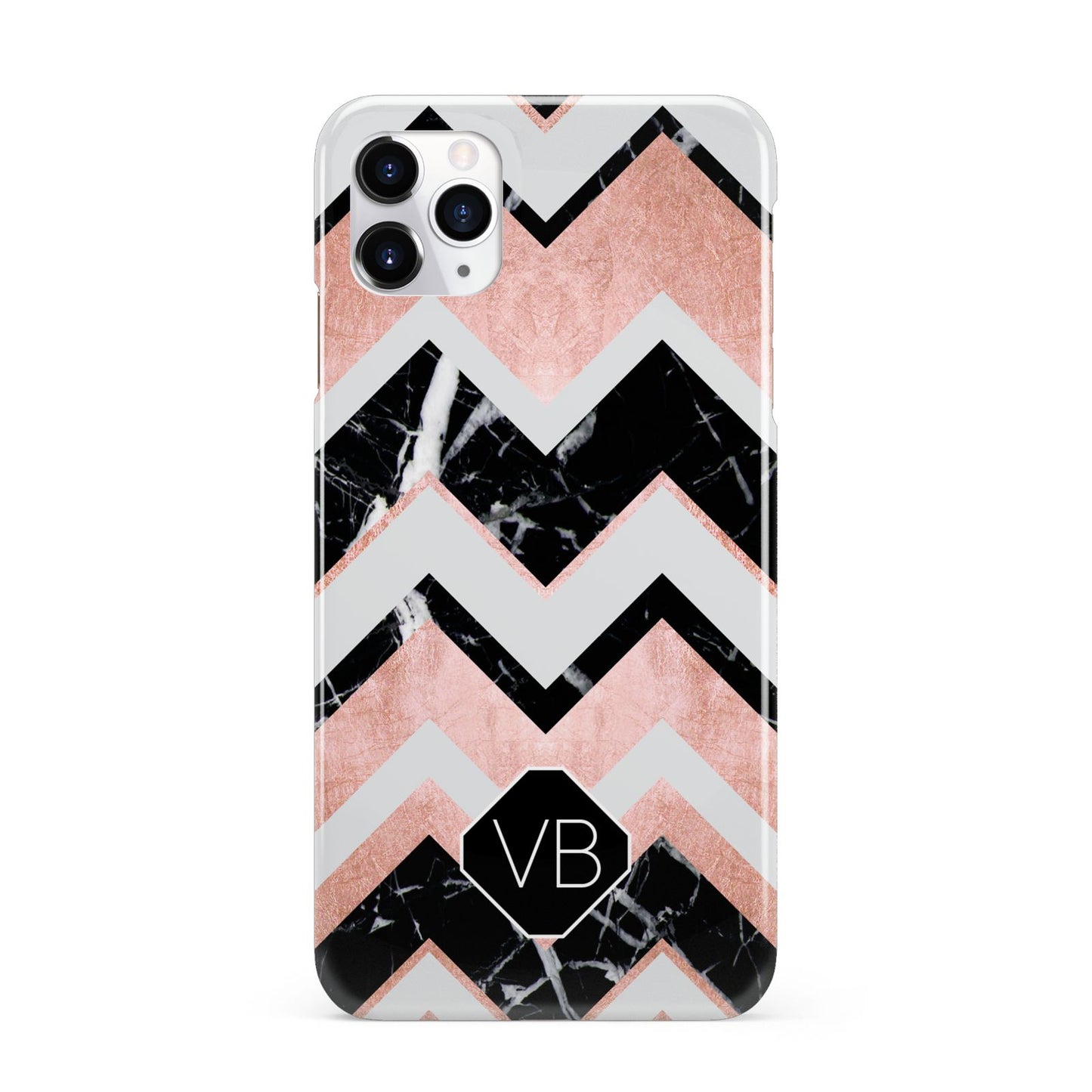 Personalised Chevron Marbled Initials iPhone 11 Pro Max 3D Snap Case