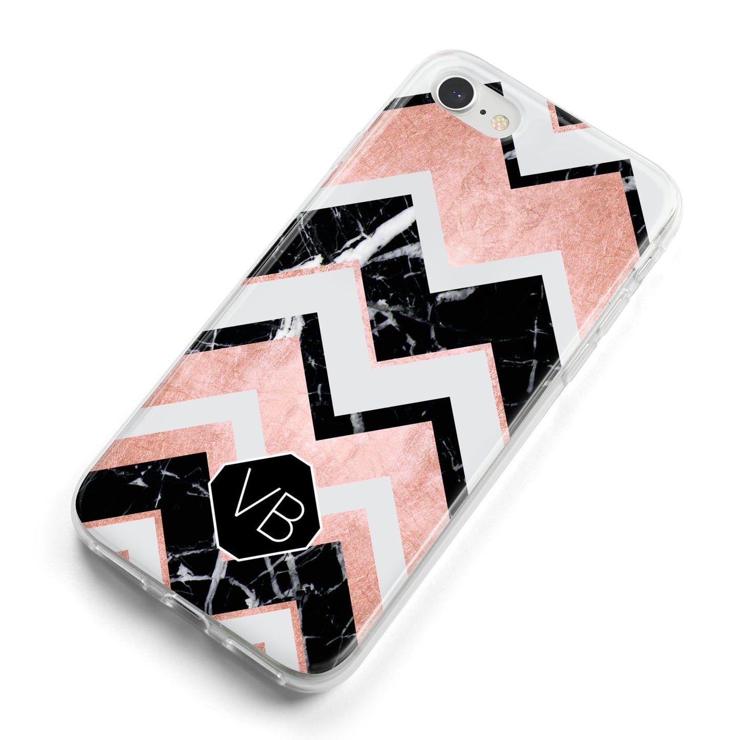 Personalised Chevron Marbled Initials iPhone 8 Bumper Case on Silver iPhone Alternative Image