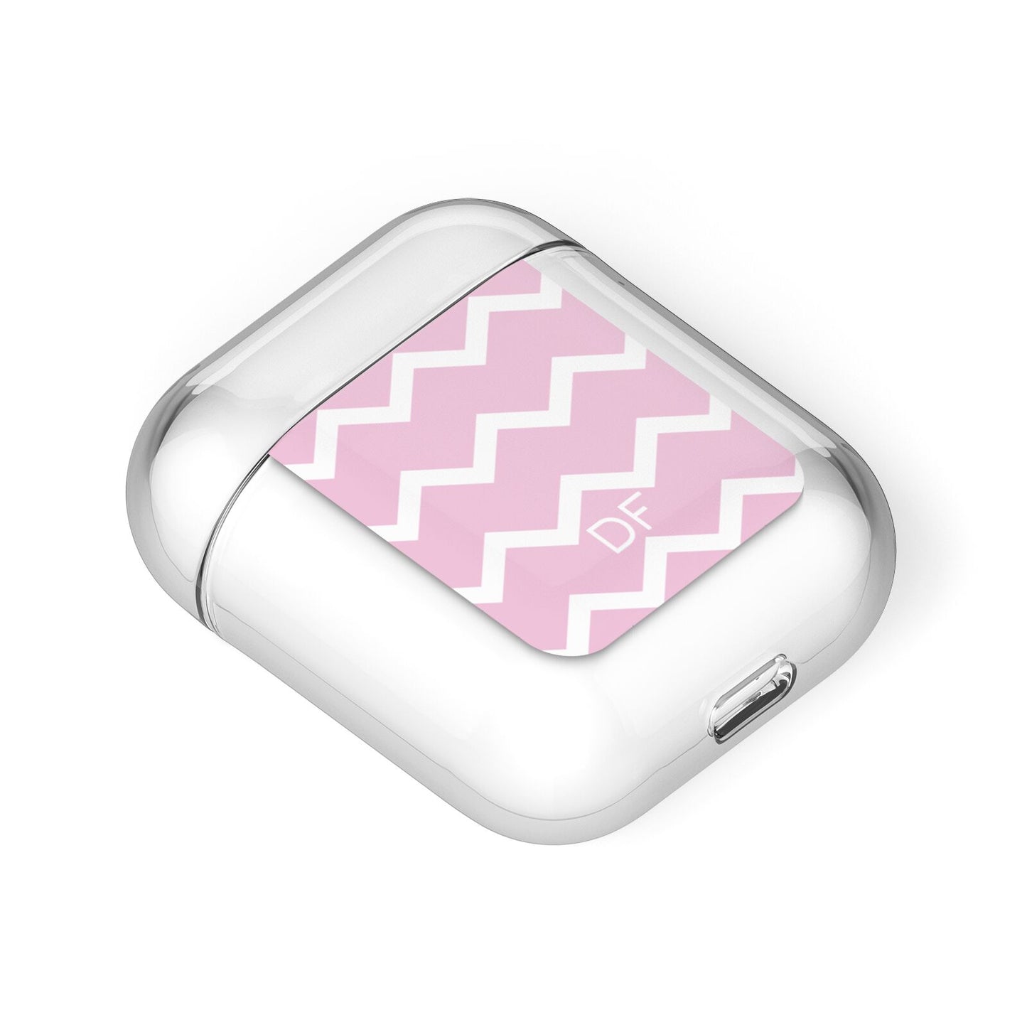 Personalised Chevron Pink AirPods Case Laid Flat