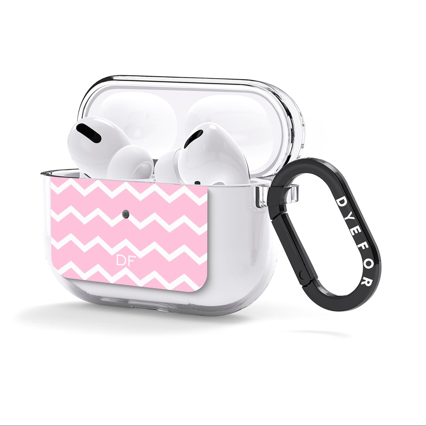 Personalised Chevron Pink AirPods Clear Case 3rd Gen Side Image