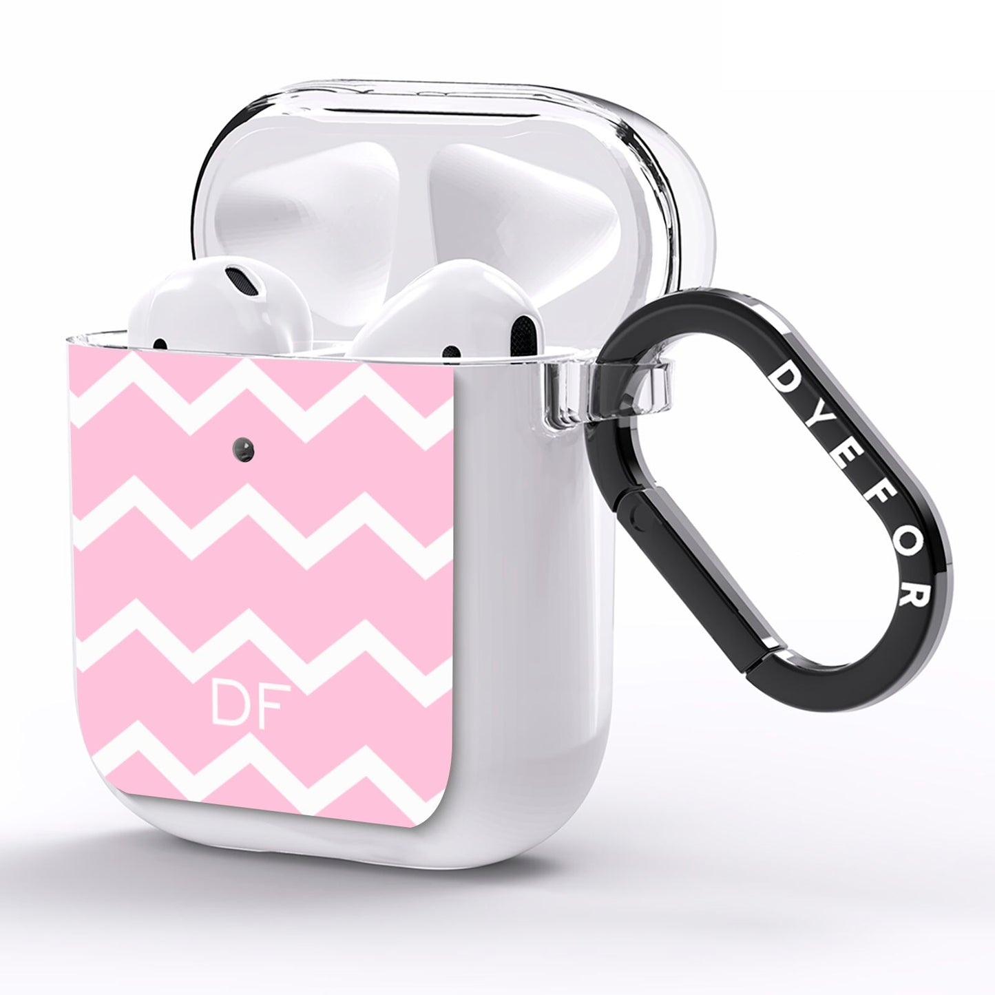 Personalised Chevron Pink AirPods Clear Case Side Image