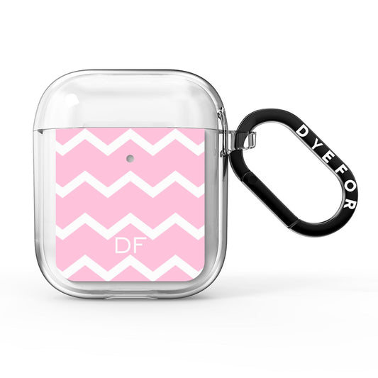 Personalised Chevron Pink AirPods Clear Case