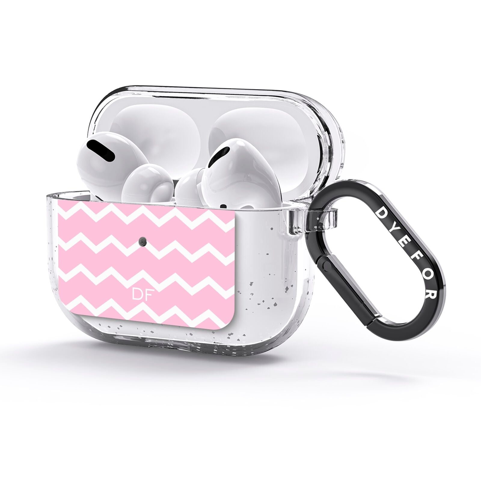 Personalised Chevron Pink AirPods Glitter Case 3rd Gen Side Image