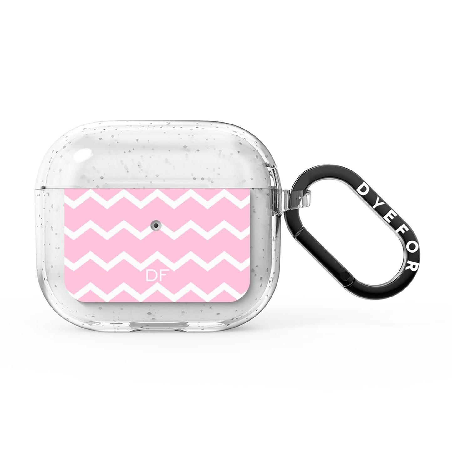 Personalised Chevron Pink AirPods Glitter Case 3rd Gen