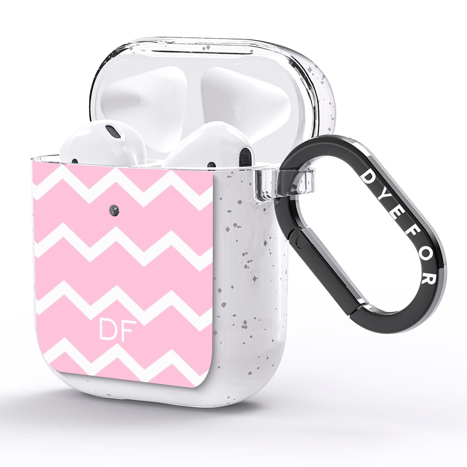 Personalised Chevron Pink AirPods Glitter Case Side Image