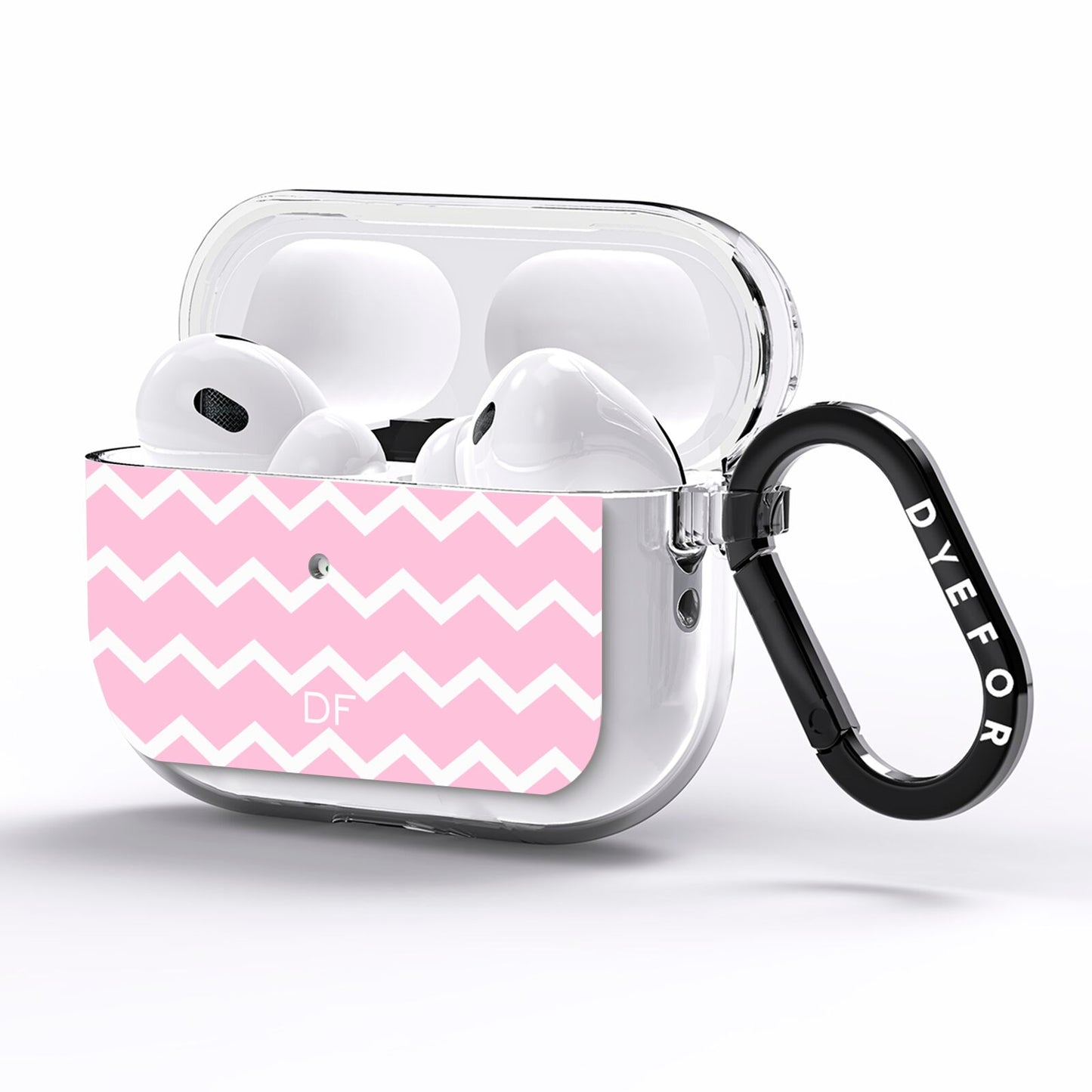 Personalised Chevron Pink AirPods Pro Clear Case Side Image