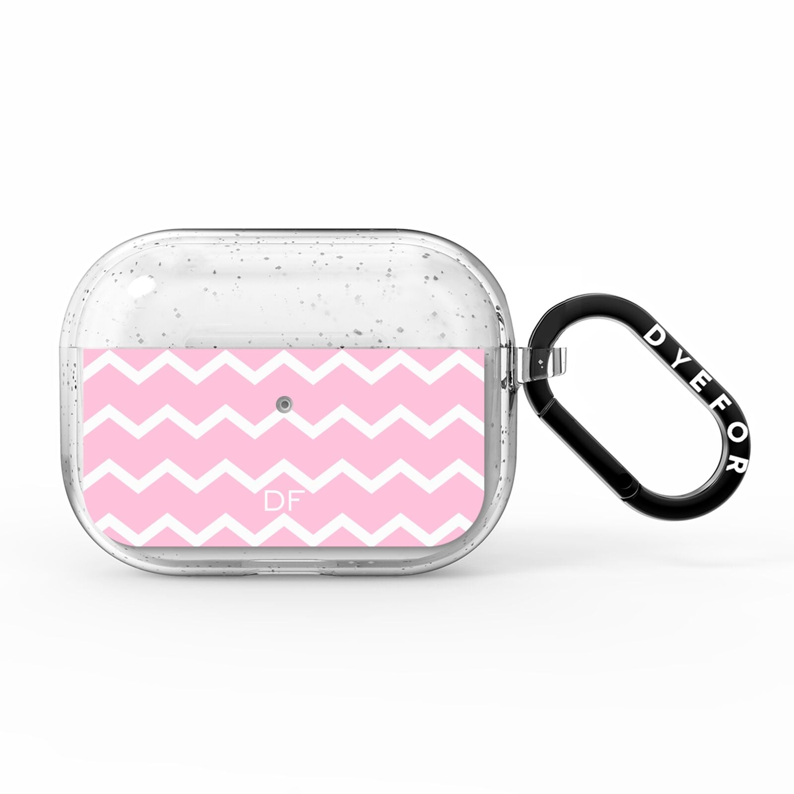 Personalised Chevron Pink AirPods Pro Glitter Case