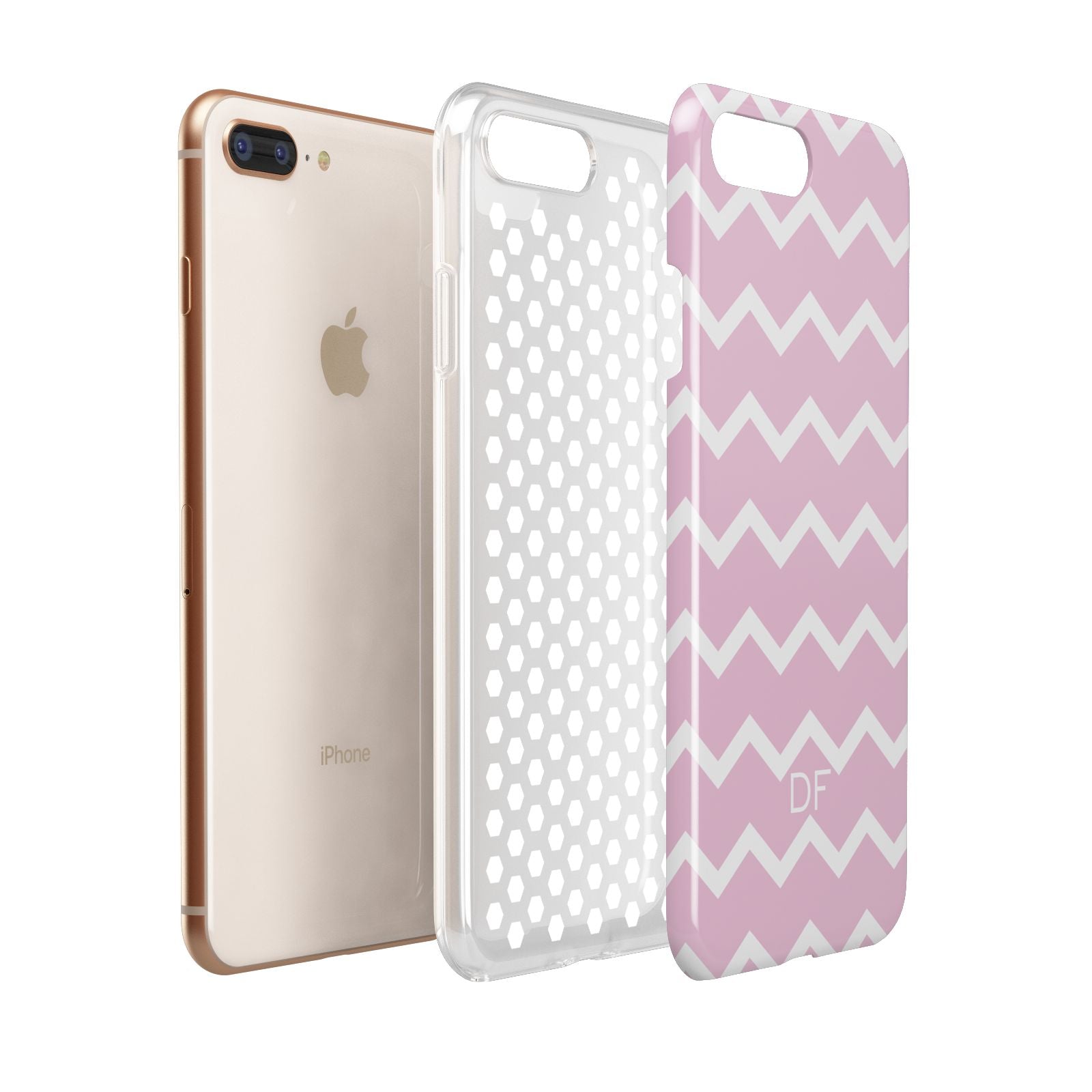 Personalised Chevron Pink Apple iPhone 7 8 Plus 3D Tough Case Expanded View