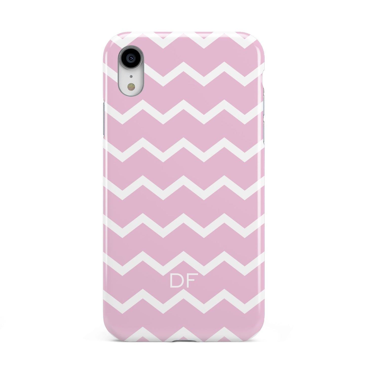 Personalised Chevron Pink Apple iPhone XR White 3D Tough Case