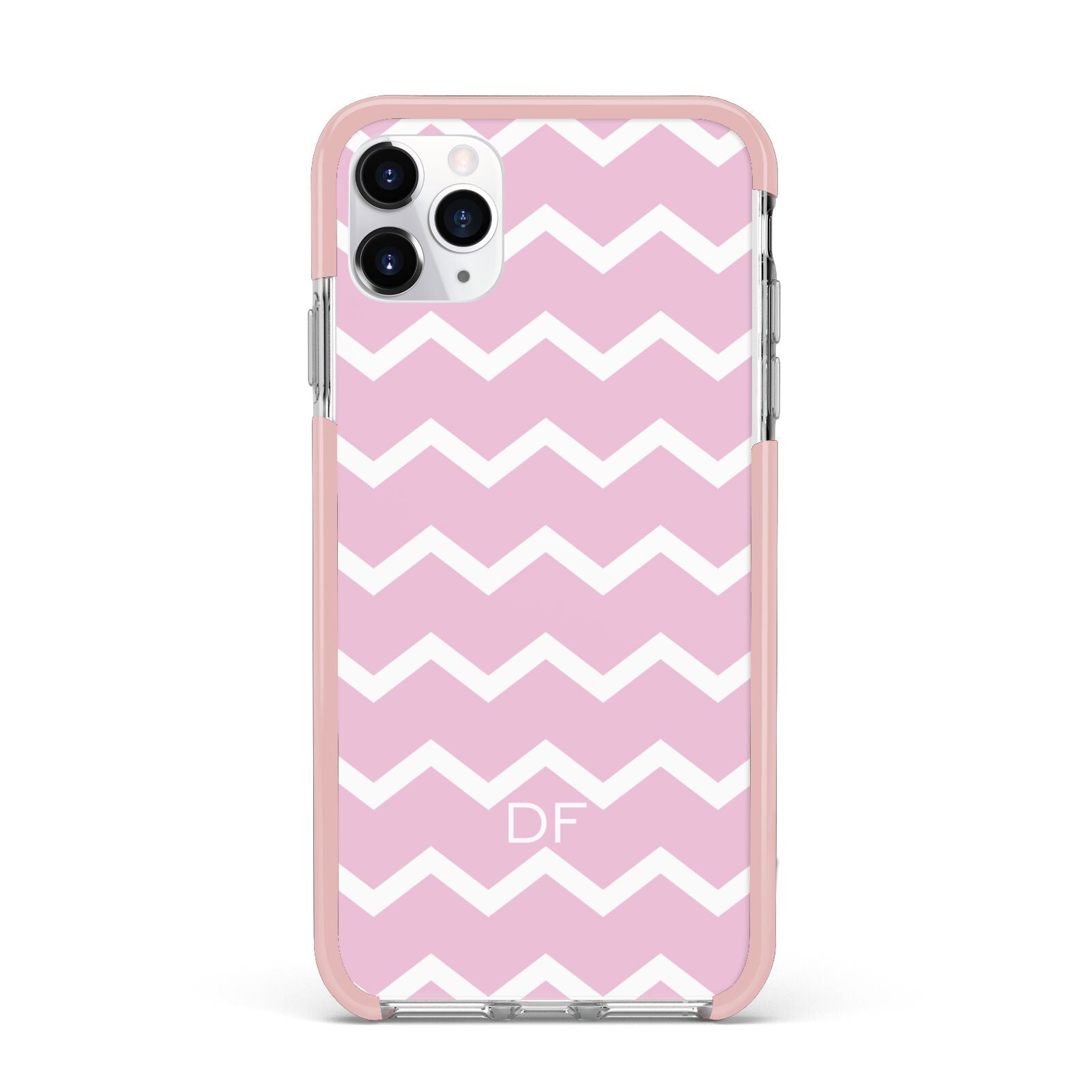 Personalised Chevron Pink iPhone 11 Pro Max Impact Pink Edge Case