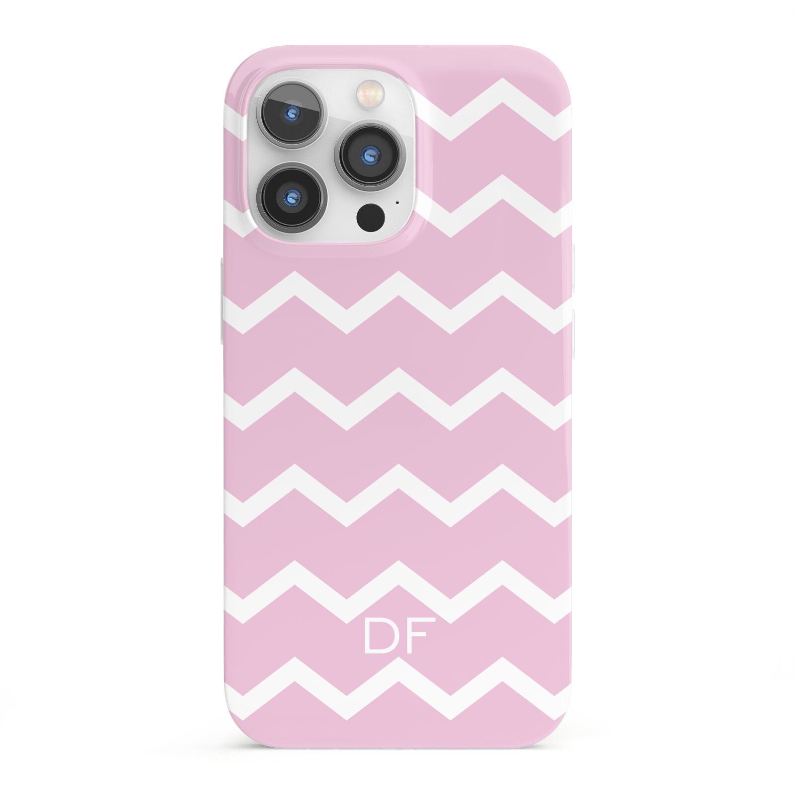 Personalised Chevron Pink iPhone 13 Pro Full Wrap 3D Snap Case