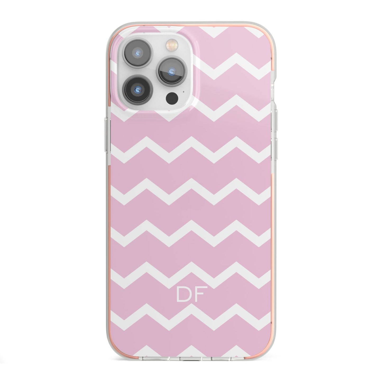 Personalised Chevron Pink iPhone 13 Pro Max TPU Impact Case with Pink Edges