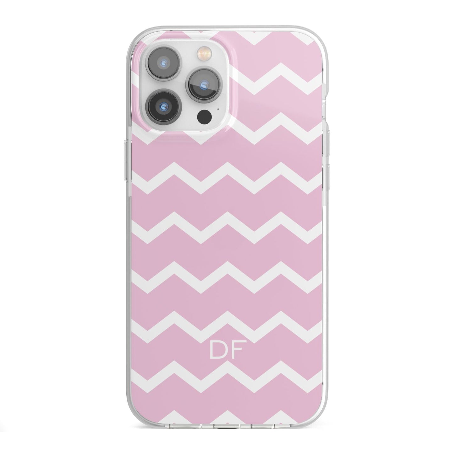 Personalised Chevron Pink iPhone 13 Pro Max TPU Impact Case with White Edges