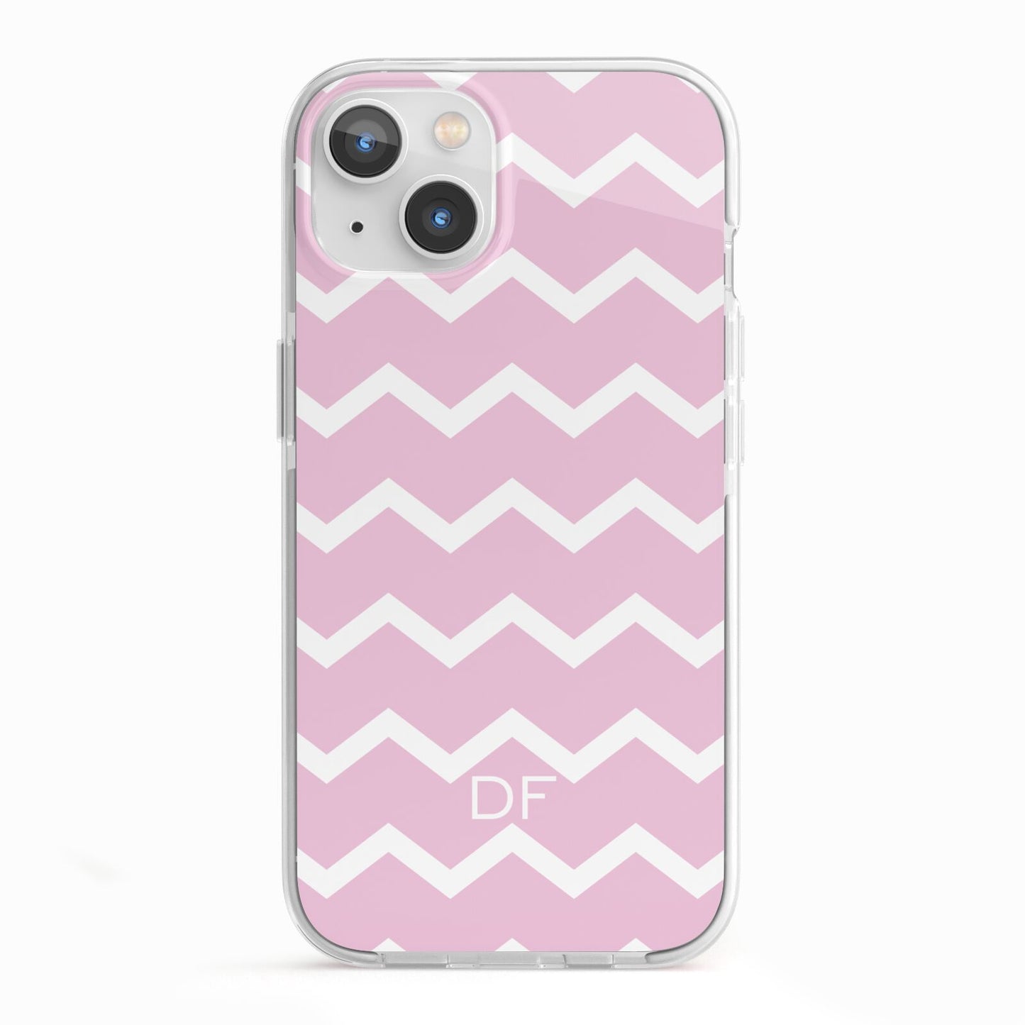 Personalised Chevron Pink iPhone 13 TPU Impact Case with White Edges