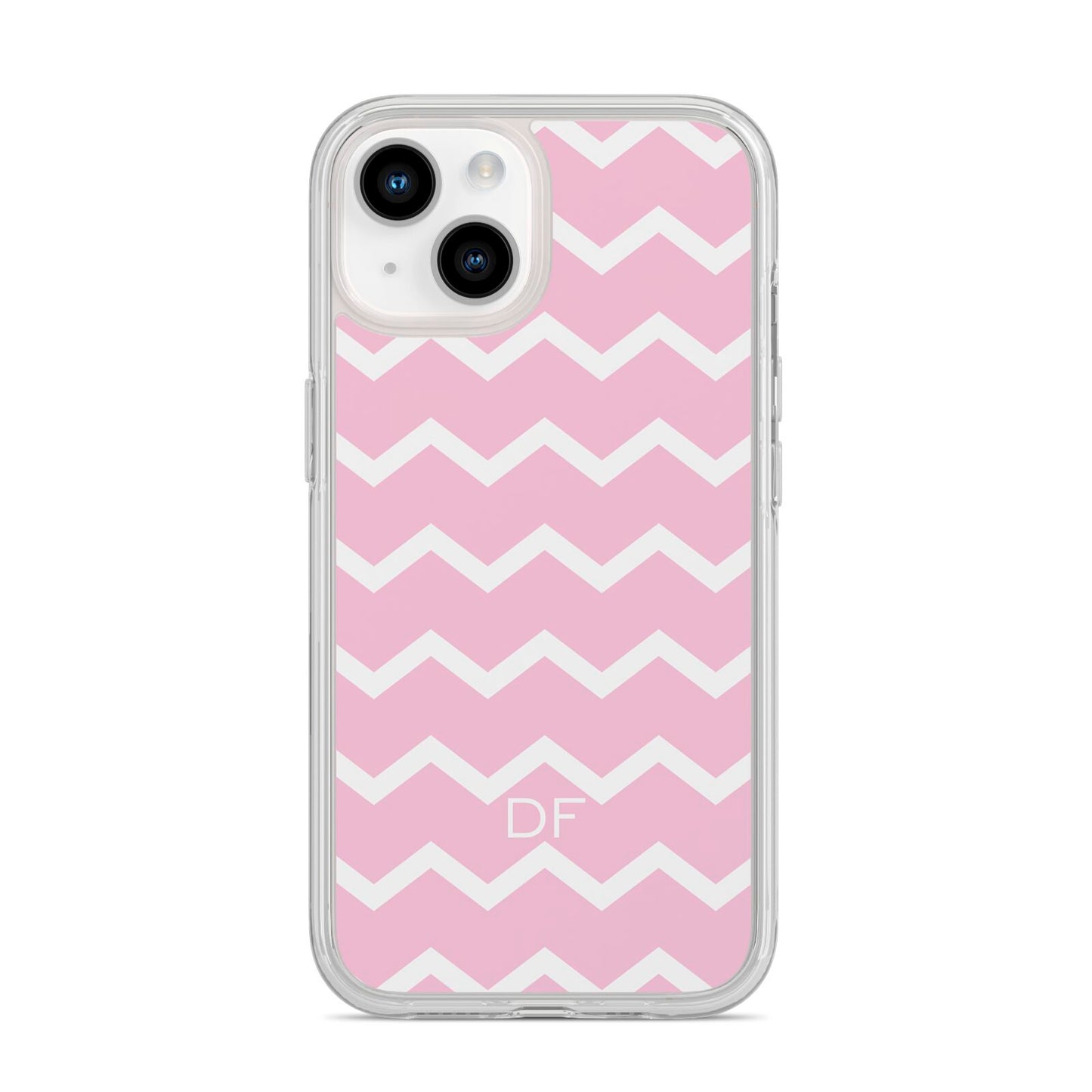 Personalised Chevron Pink iPhone 14 Clear Tough Case Starlight