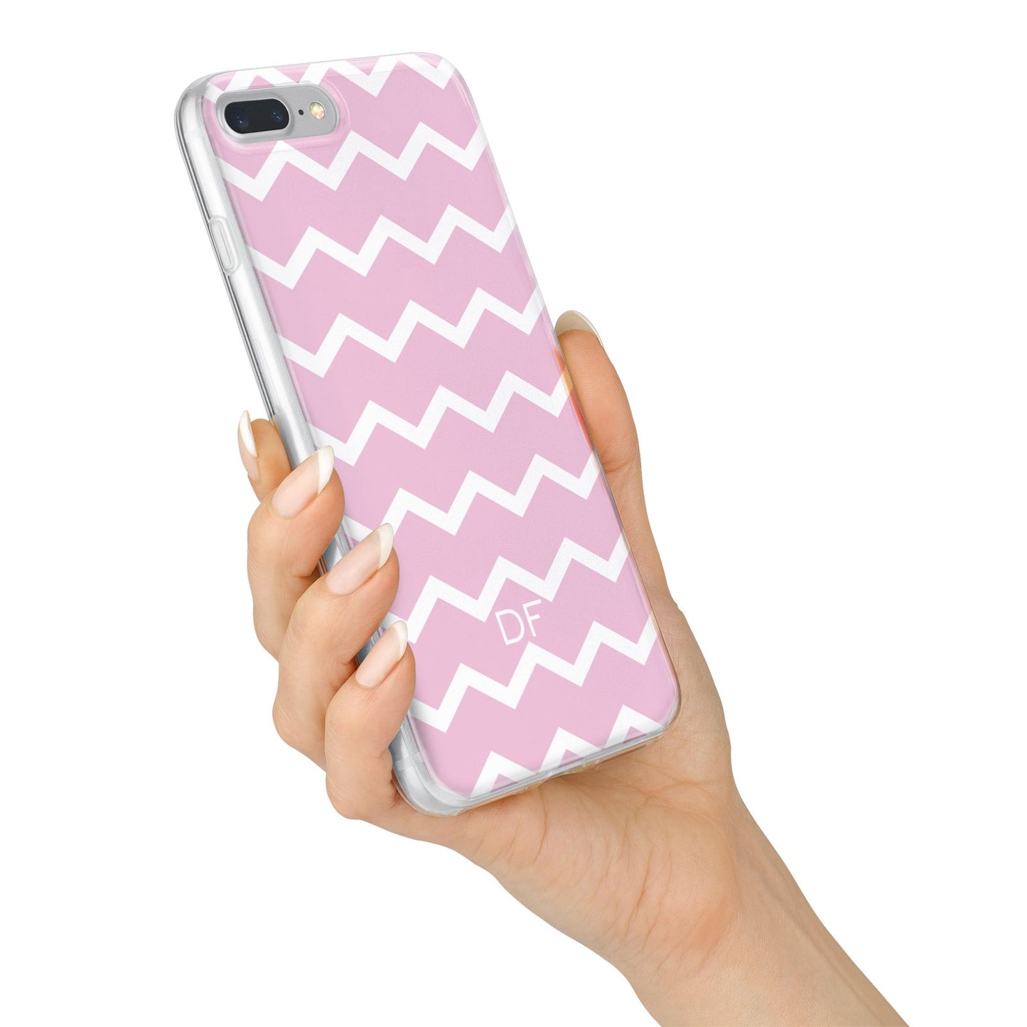 Personalised Chevron Pink iPhone 7 Plus Bumper Case on Silver iPhone Alternative Image