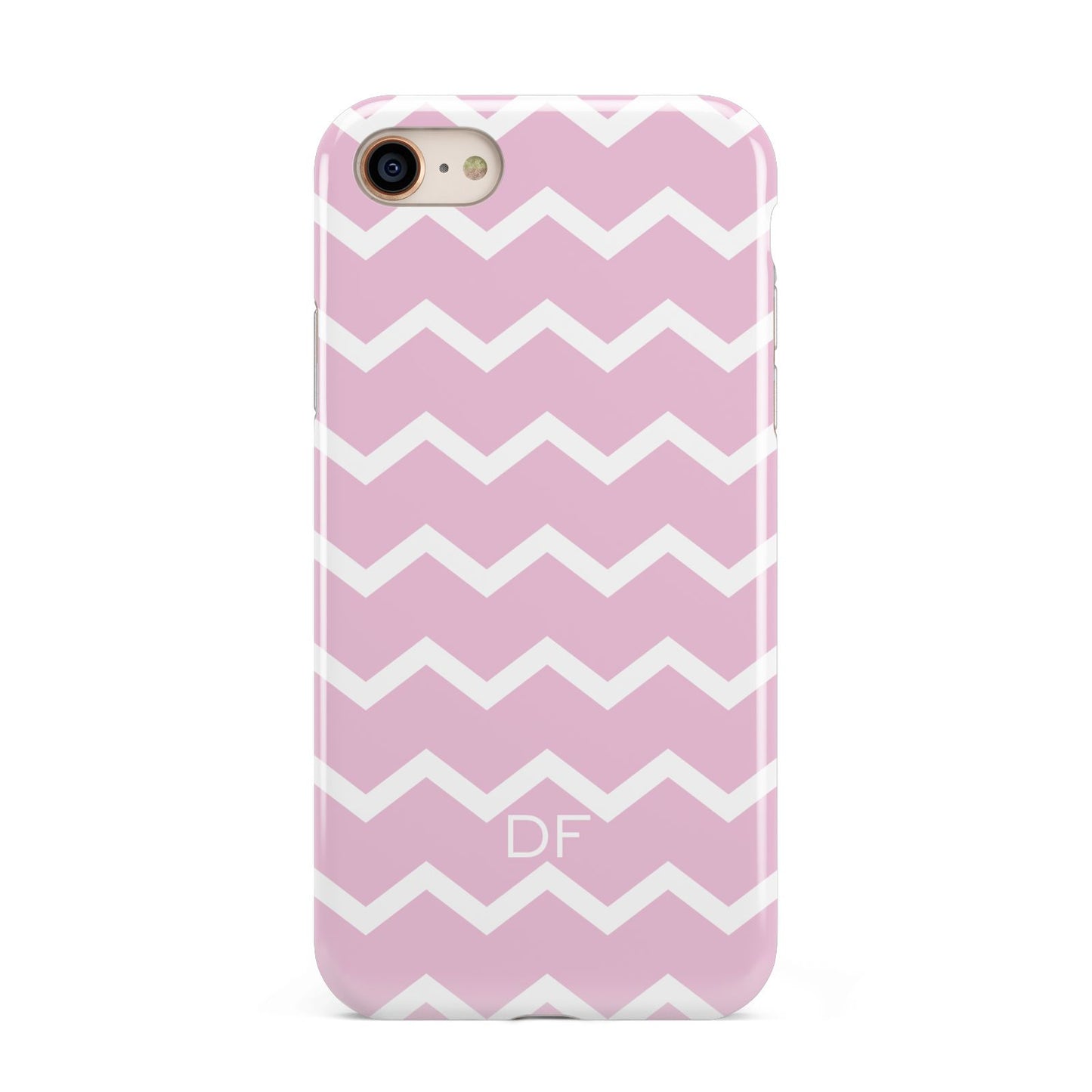 Personalised Chevron Pink iPhone 8 3D Tough Case on Gold Phone