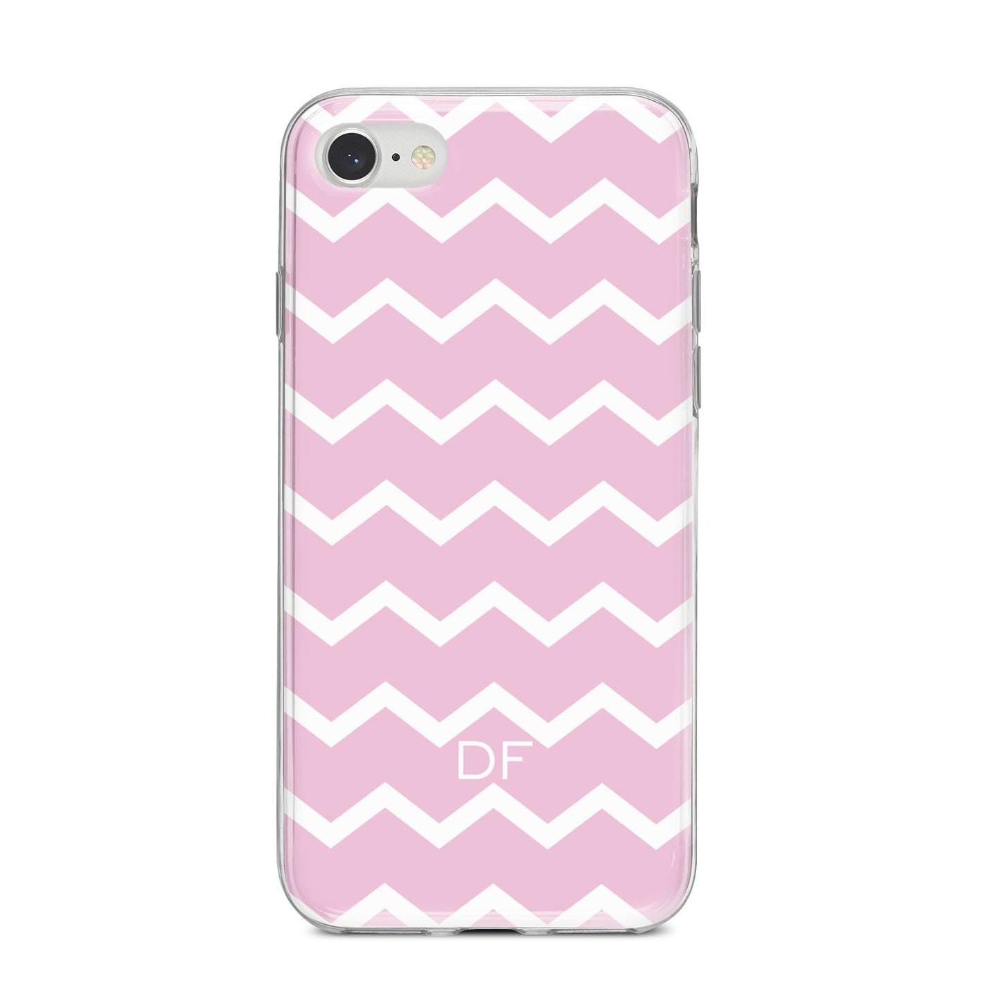 Personalised Chevron Pink iPhone 8 Bumper Case on Silver iPhone