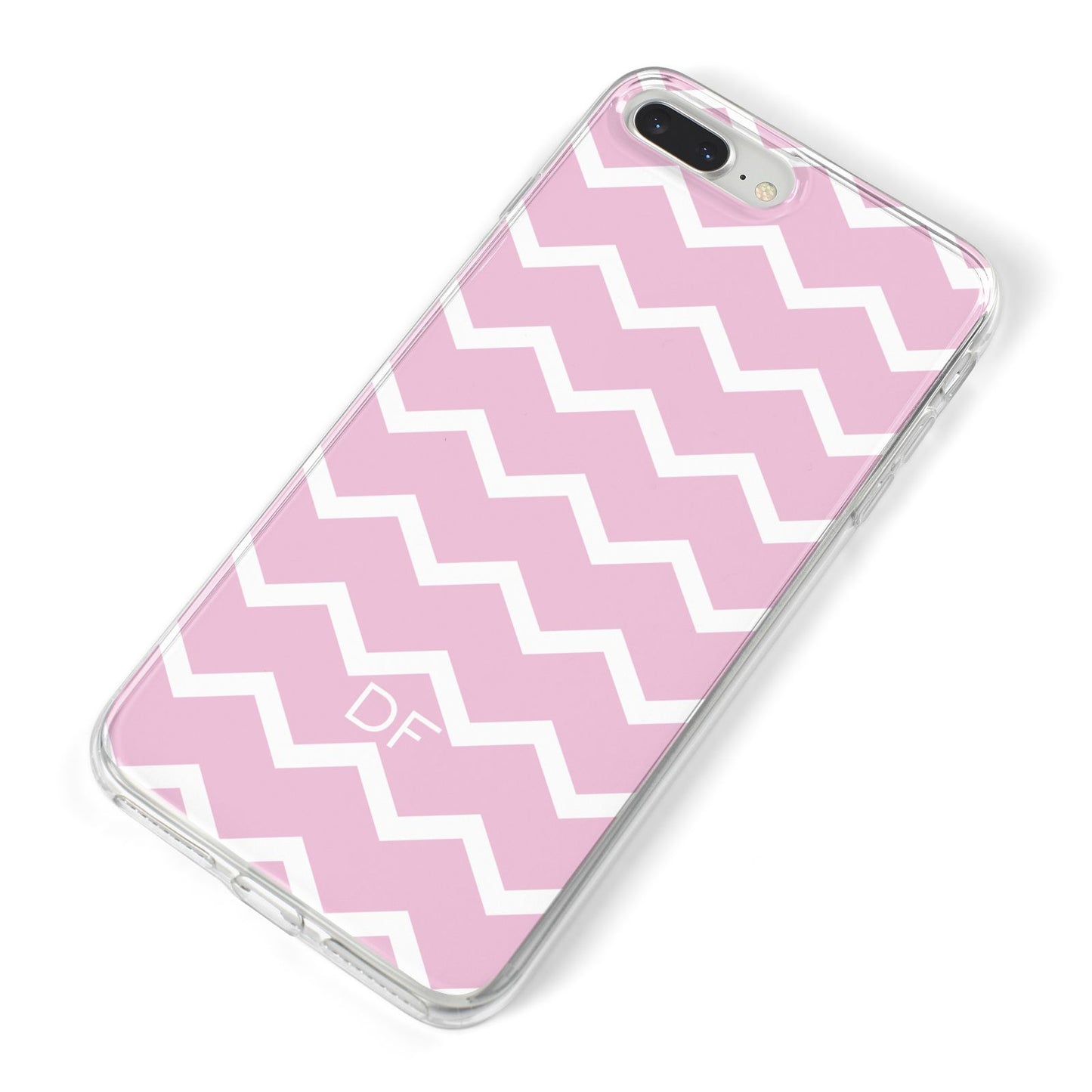 Personalised Chevron Pink iPhone 8 Plus Bumper Case on Silver iPhone Alternative Image