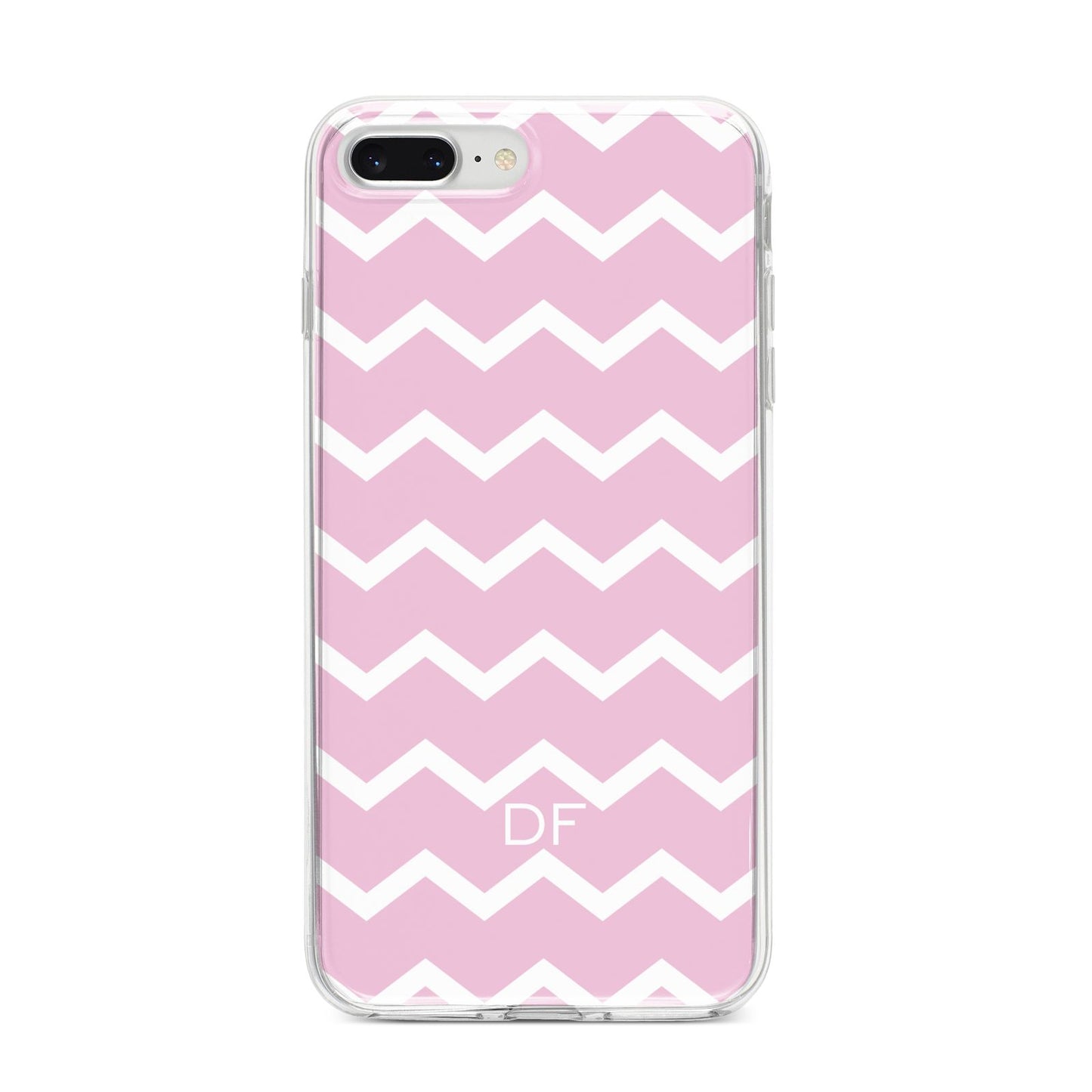 Personalised Chevron Pink iPhone 8 Plus Bumper Case on Silver iPhone