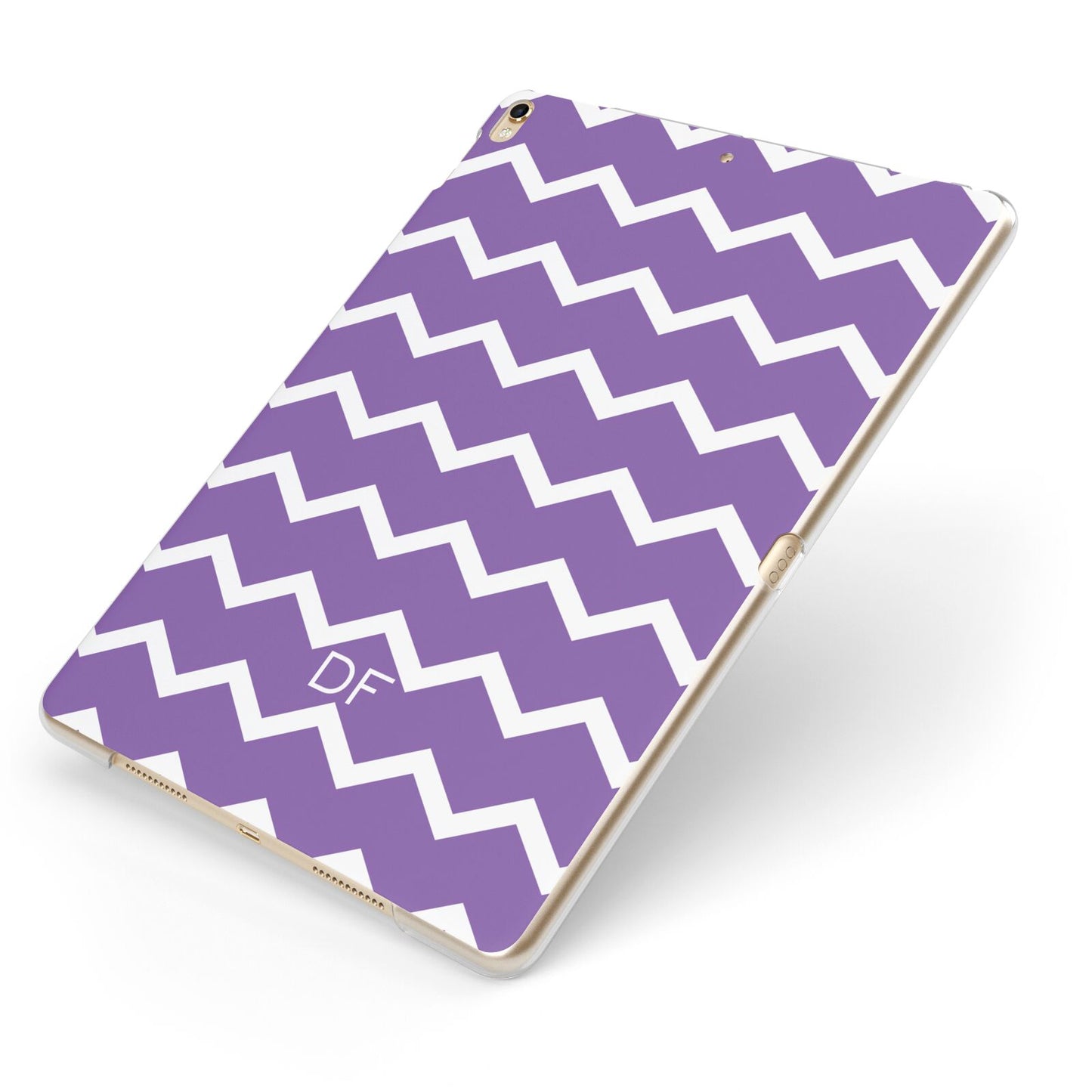 Personalised Chevron Purple Apple iPad Case on Gold iPad Side View