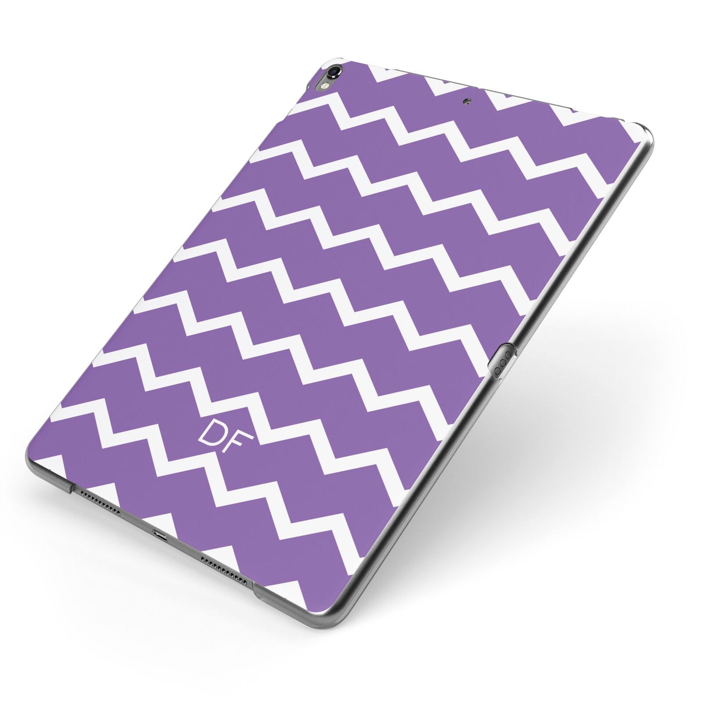 Personalised Chevron Purple Apple iPad Case on Grey iPad Side View