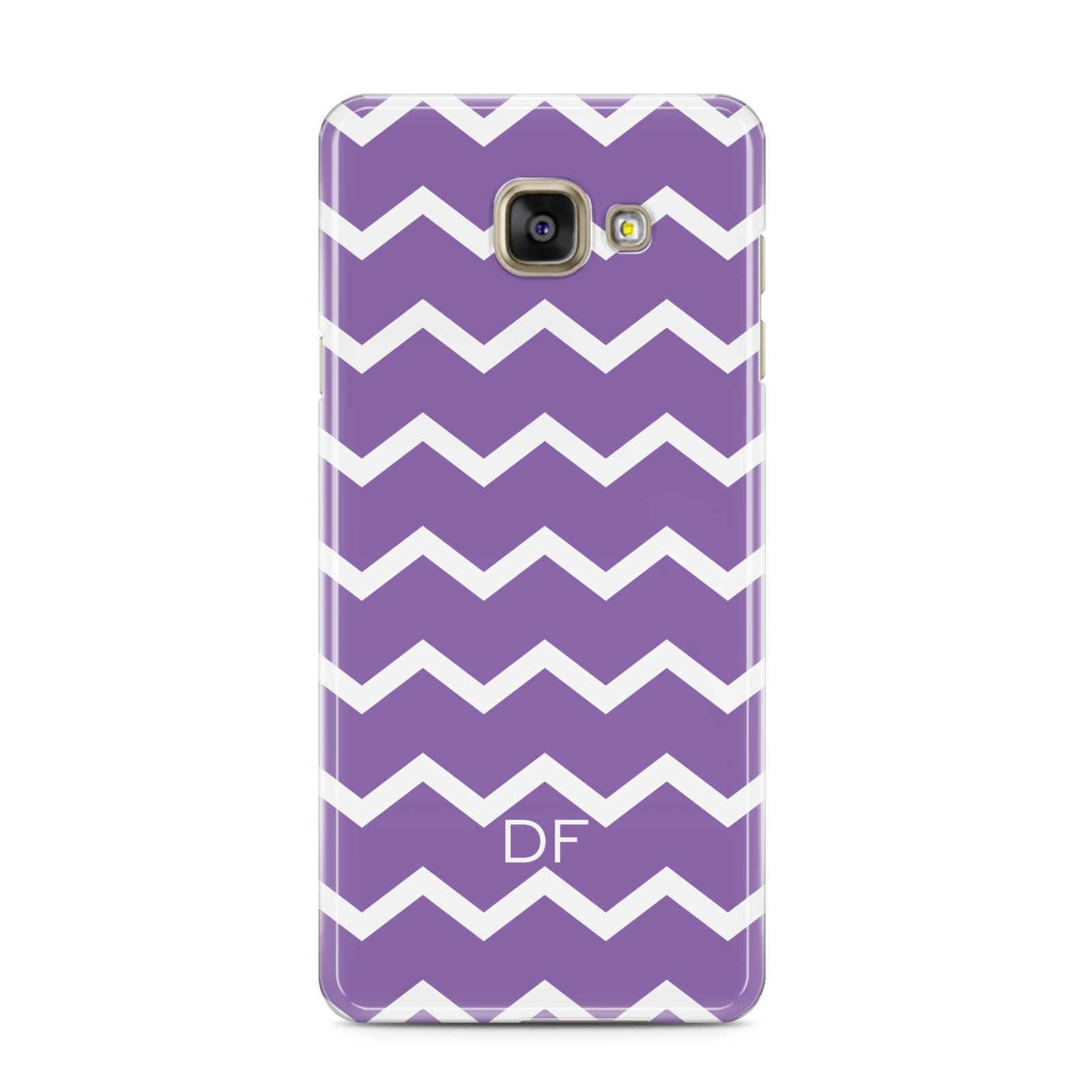 Personalised Chevron Purple Samsung Galaxy A3 2016 Case on gold phone