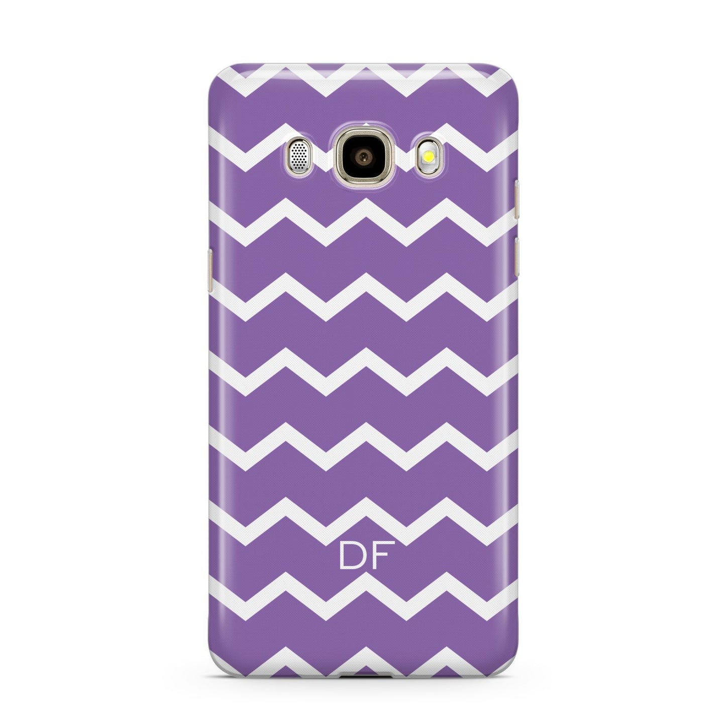 Personalised Chevron Purple Samsung Galaxy J7 2016 Case on gold phone