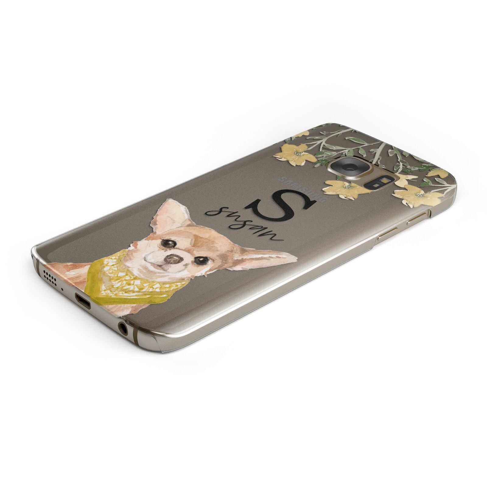 Personalised Chihuahua Dog Protective Samsung Galaxy Case Angled Image