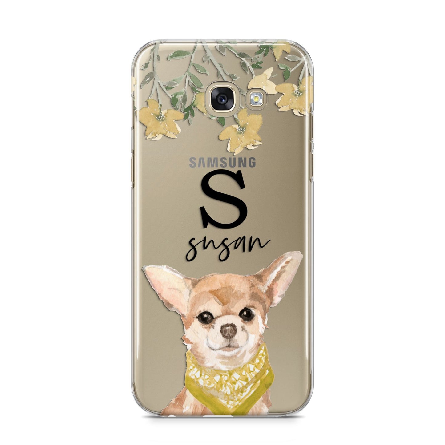 Personalised Chihuahua Dog Samsung Galaxy A5 2017 Case on gold phone